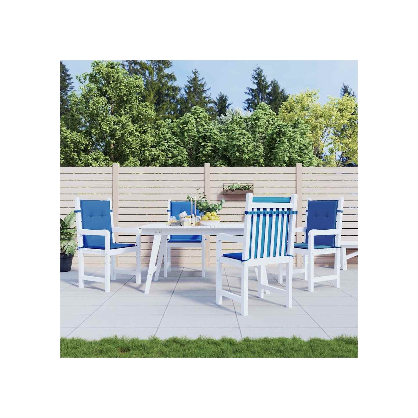 Coussins de chaise de jardin à dossier bas lot de 4 bleu royal