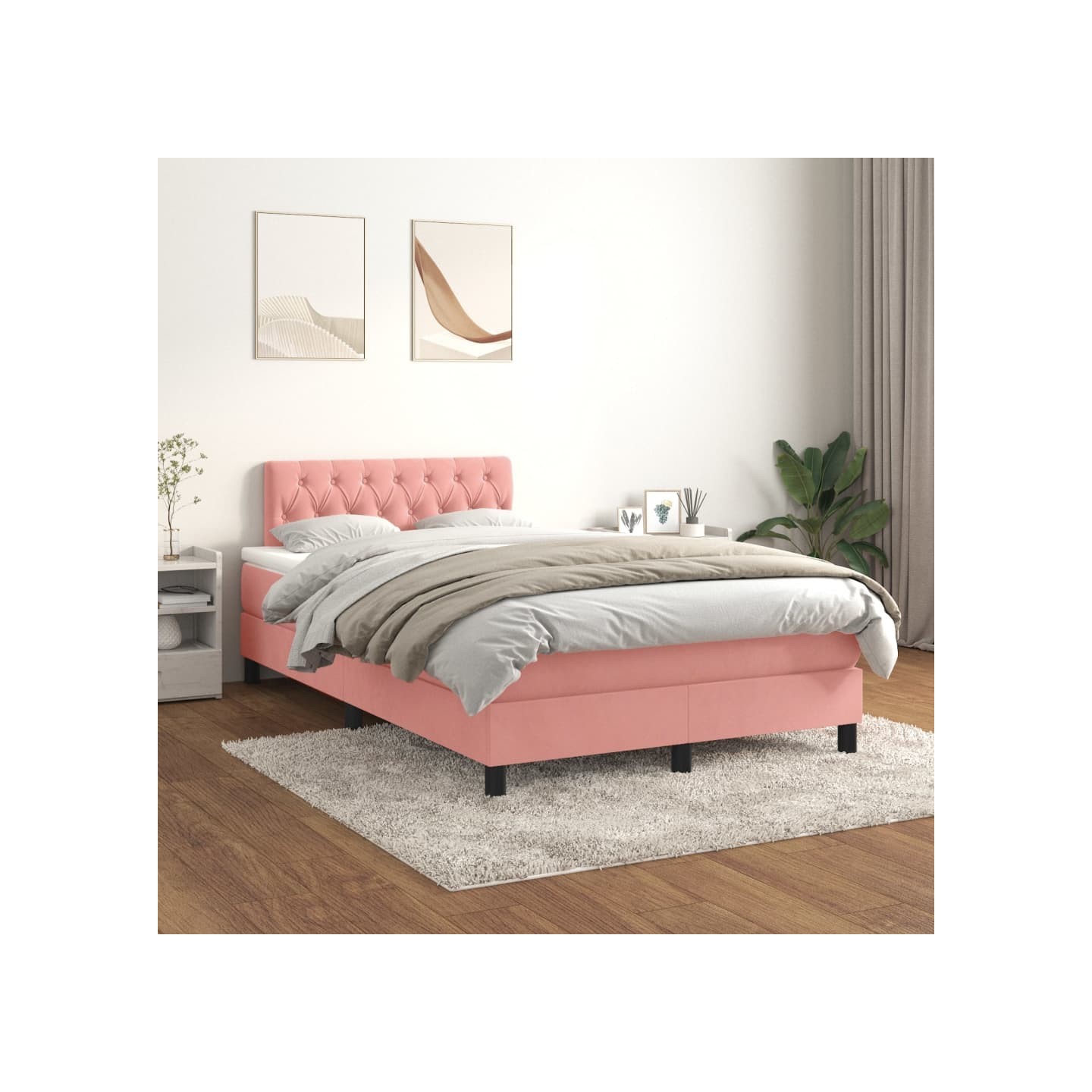 Sommier à lattes de lit avec matelas Rose 120x200 cm Velours