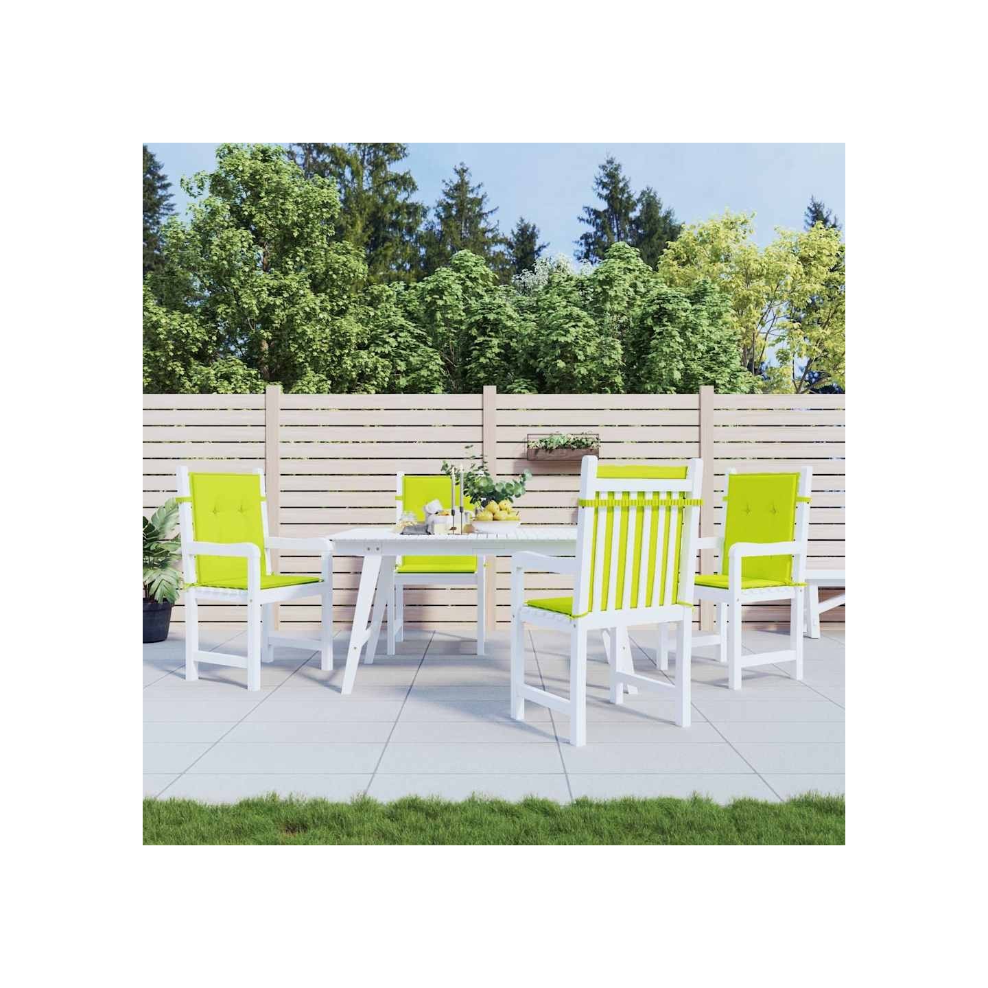 Coussins de chaise de jardin à dossier bas lot de 4 vert vif