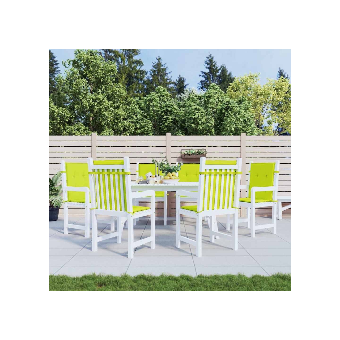 Coussins de chaise de jardin à dossier bas lot de 6 vert vif
