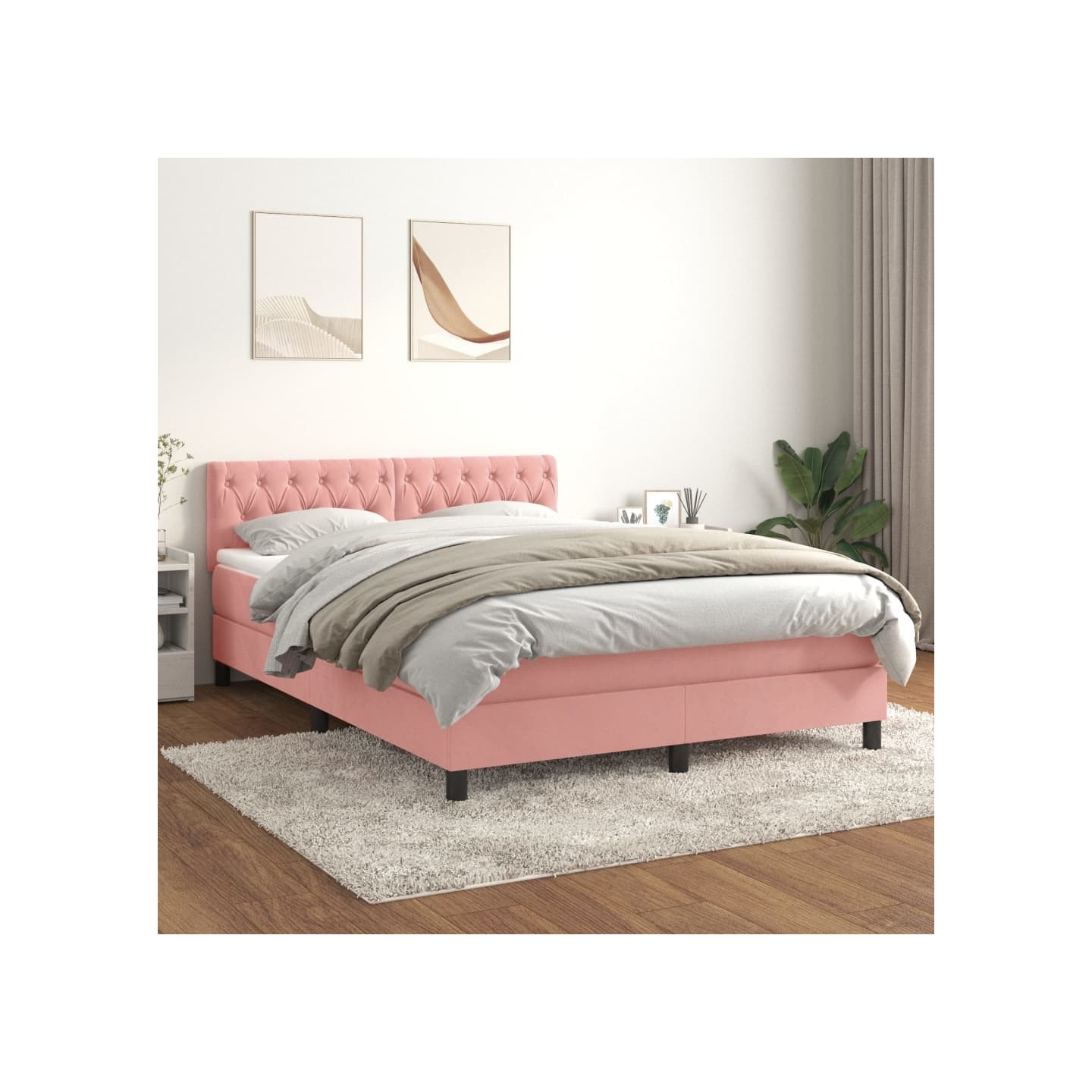 Sommier à lattes de lit avec matelas Rose 140x190 cm Velours
