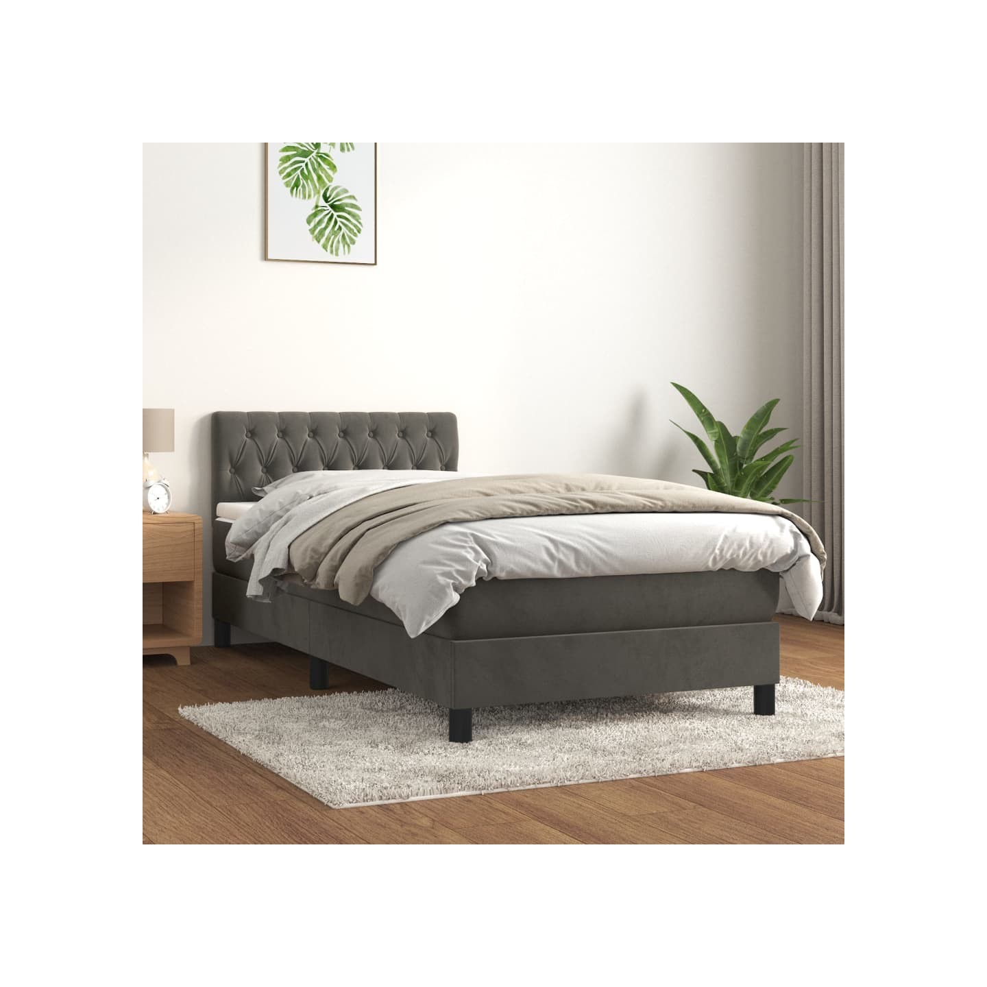 Sommier à lattes de lit avec matelas Gris foncé 100x200 cm