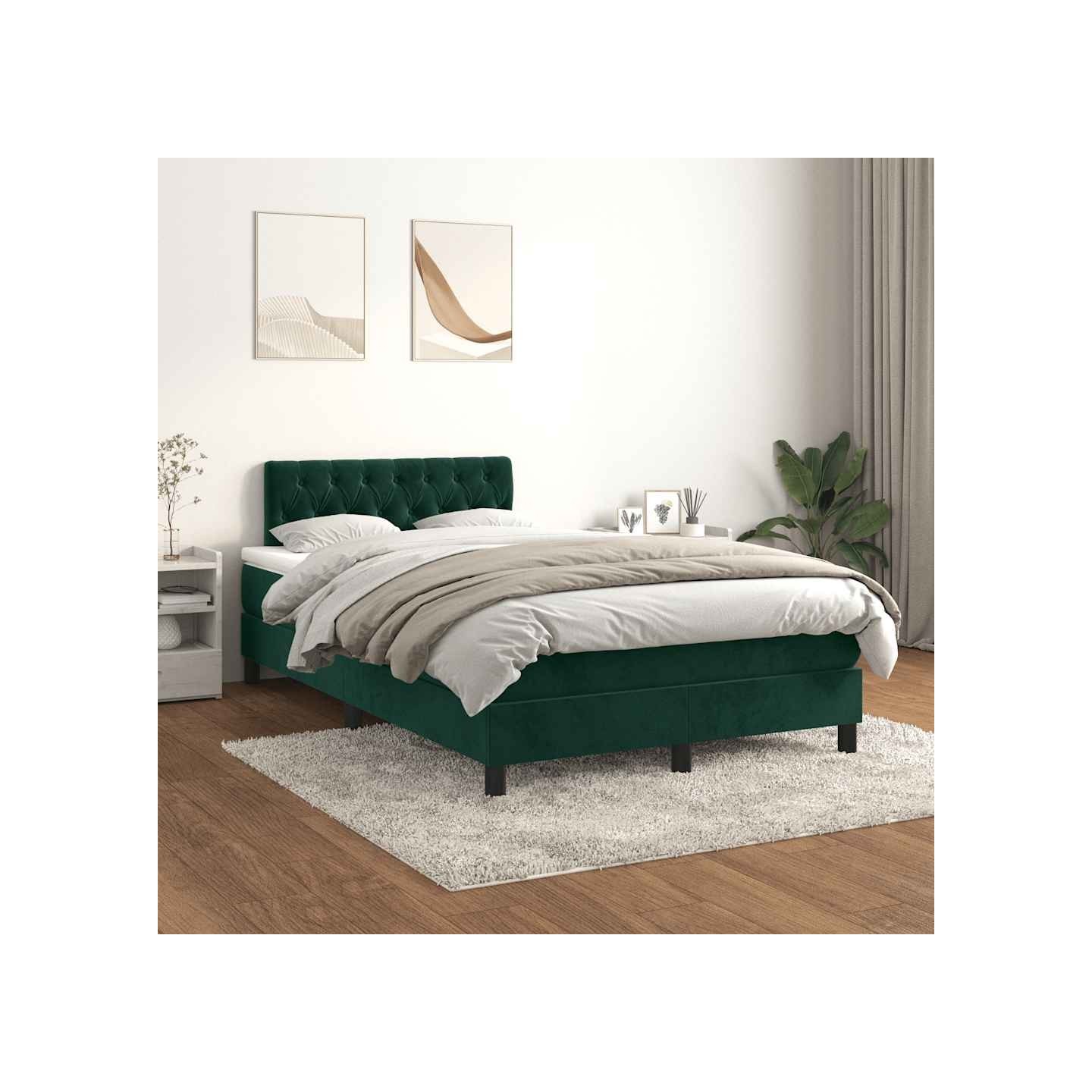 Sommier à lattes de lit et matelas Vert foncé 120x200cm Velours