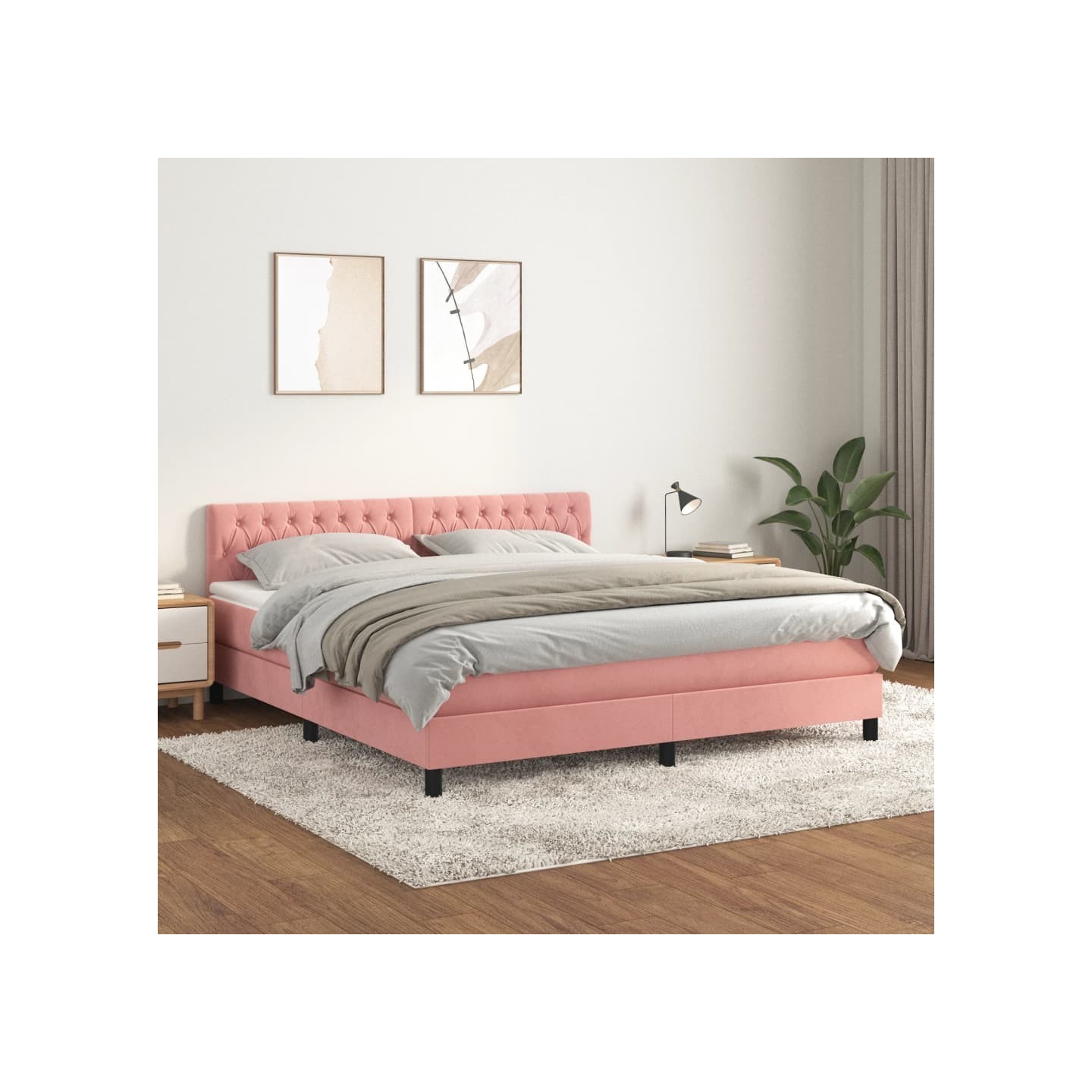 Sommier à lattes de lit avec matelas Rose 180x200 cm Velours