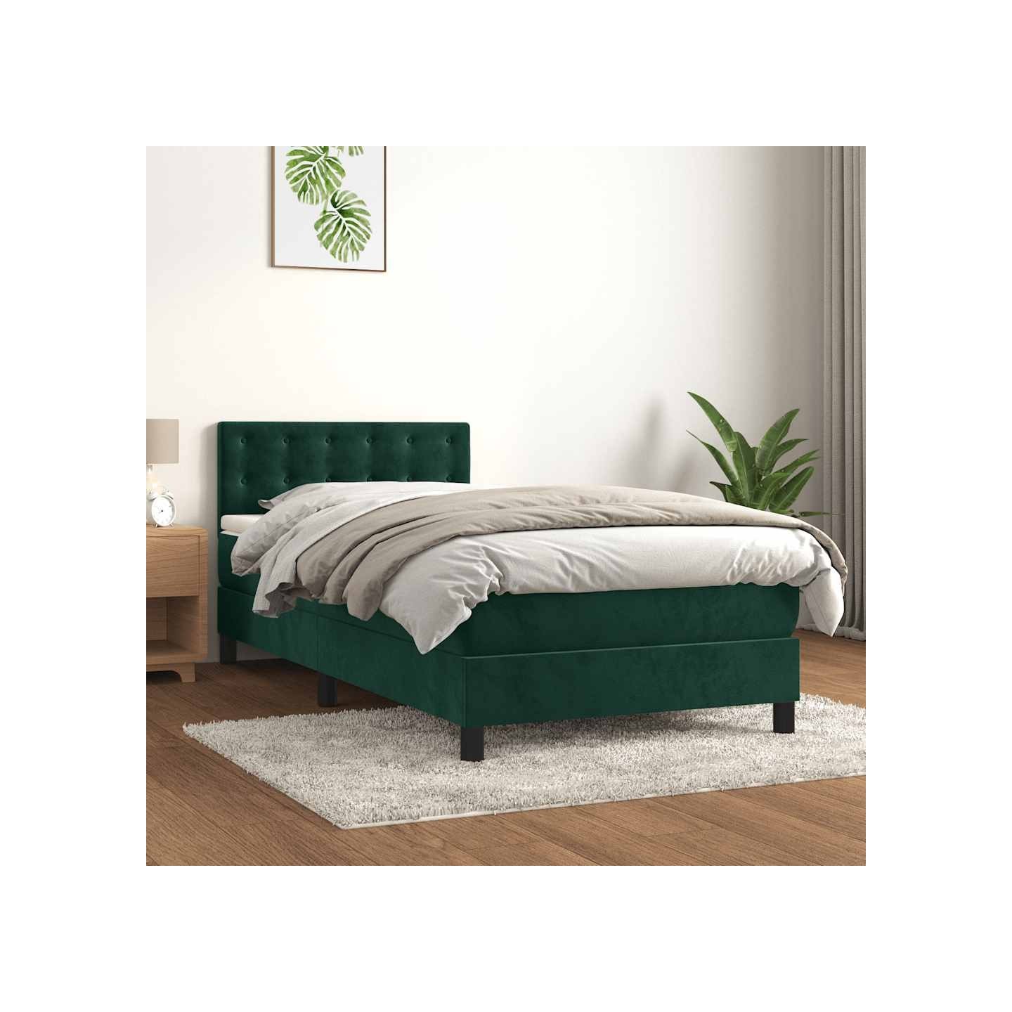 Sommier à lattes de lit et matelas Vert foncé 80x200 cm Velours