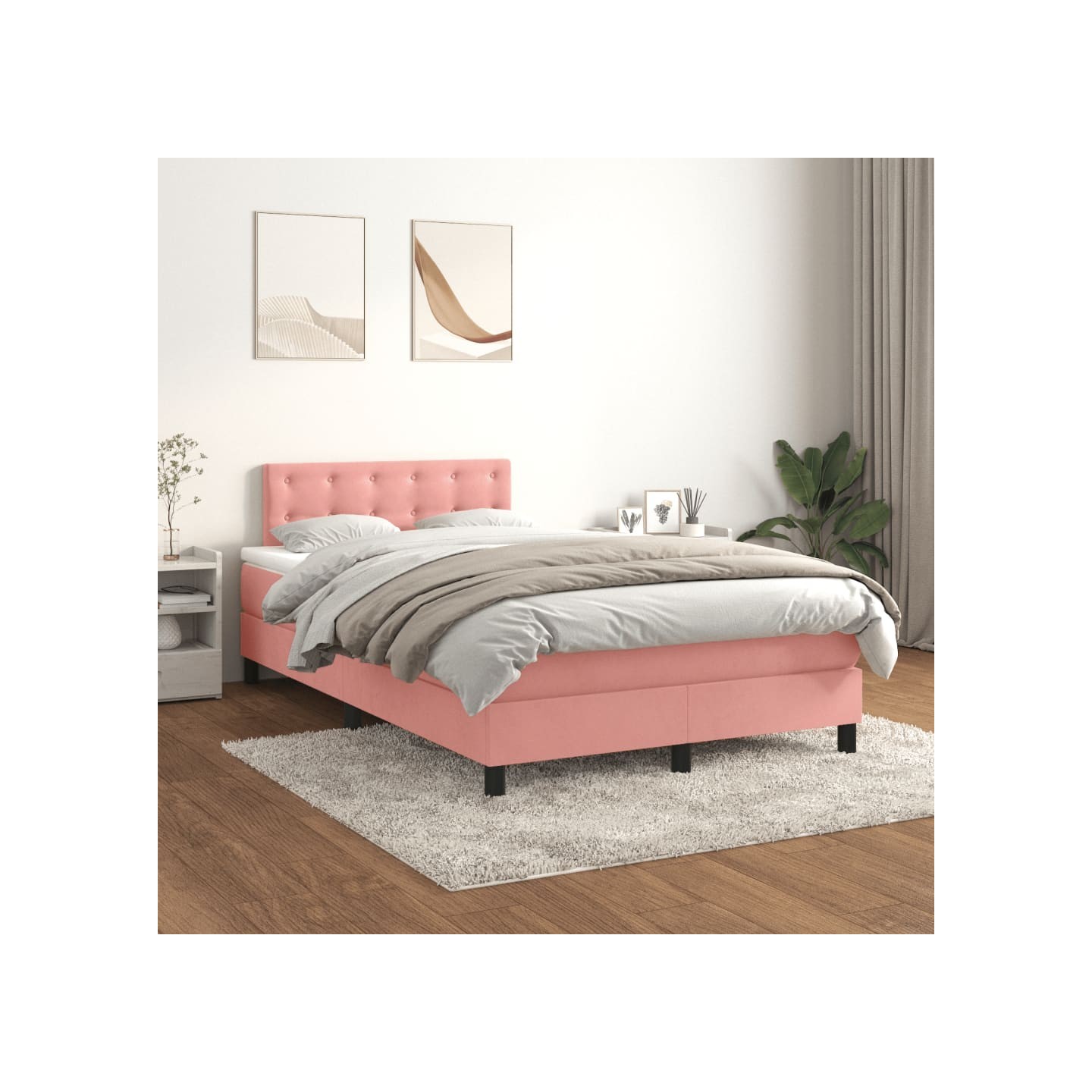 Sommier à lattes de lit avec matelas Rose 120x200 cm Velours