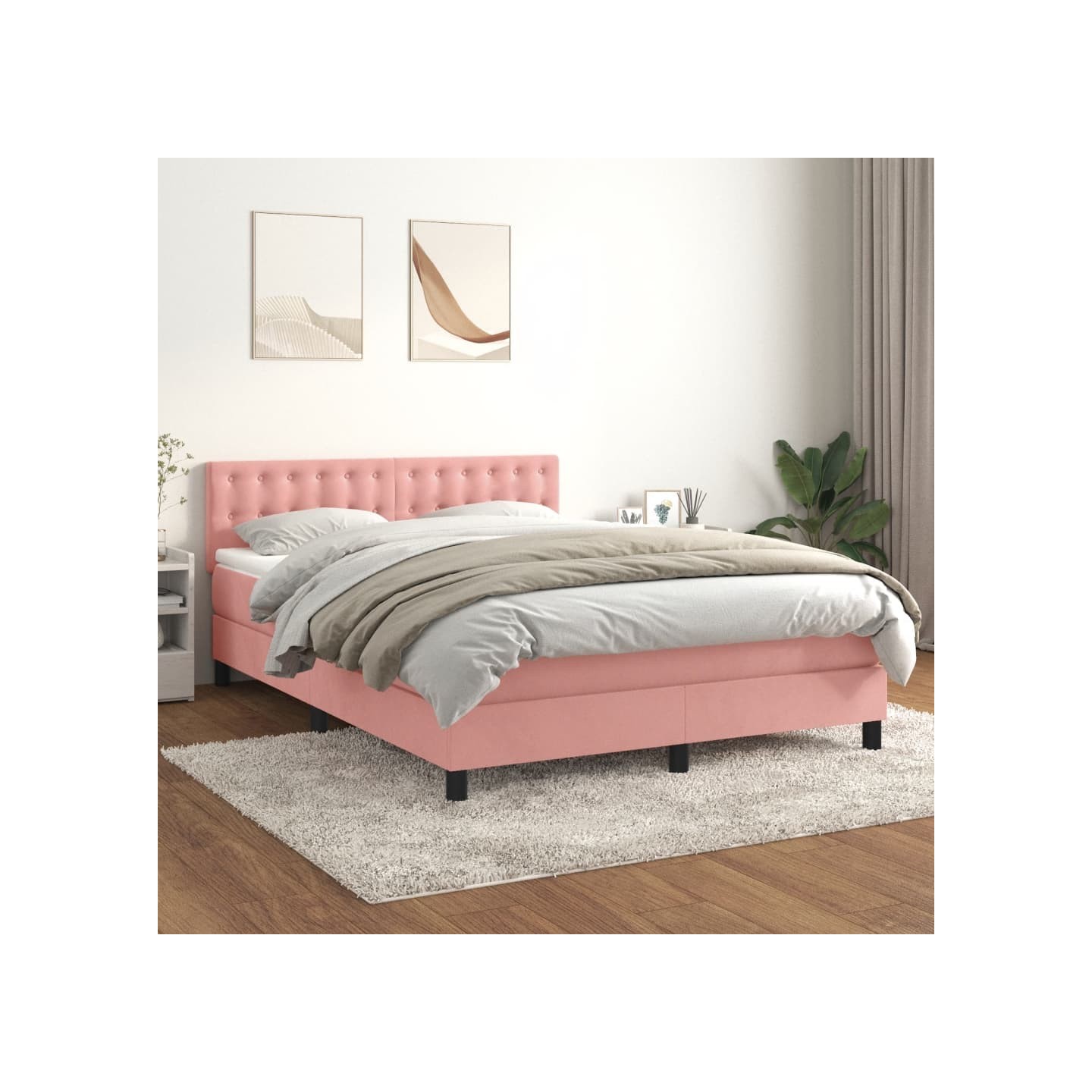 Sommier à lattes de lit avec matelas Rose 140x190 cm Velours