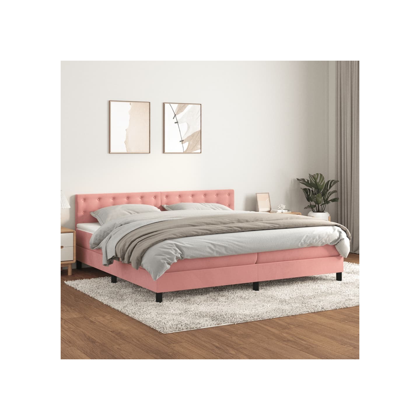Sommier à lattes de lit avec matelas Rose 200x200 cm Velours