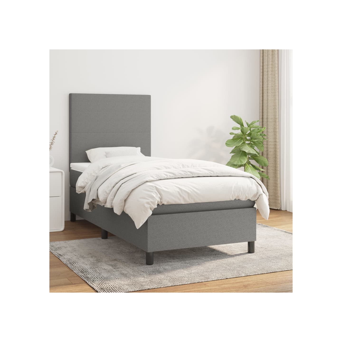 Sommier à lattes de lit et matelas Gris foncé 90x190 cm Tissu