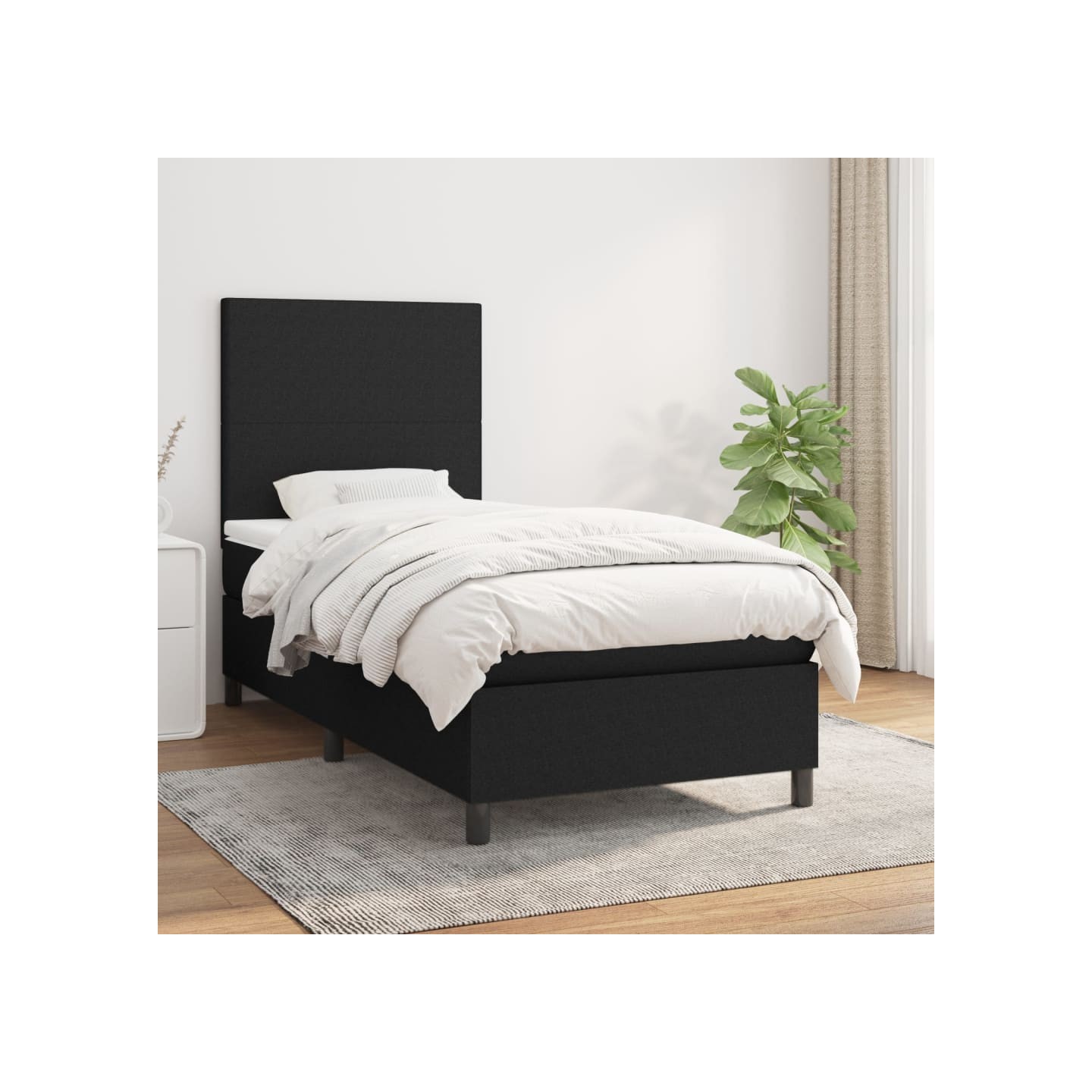 Sommier à lattes de lit avec matelas Noir 90x190 cm Tissu