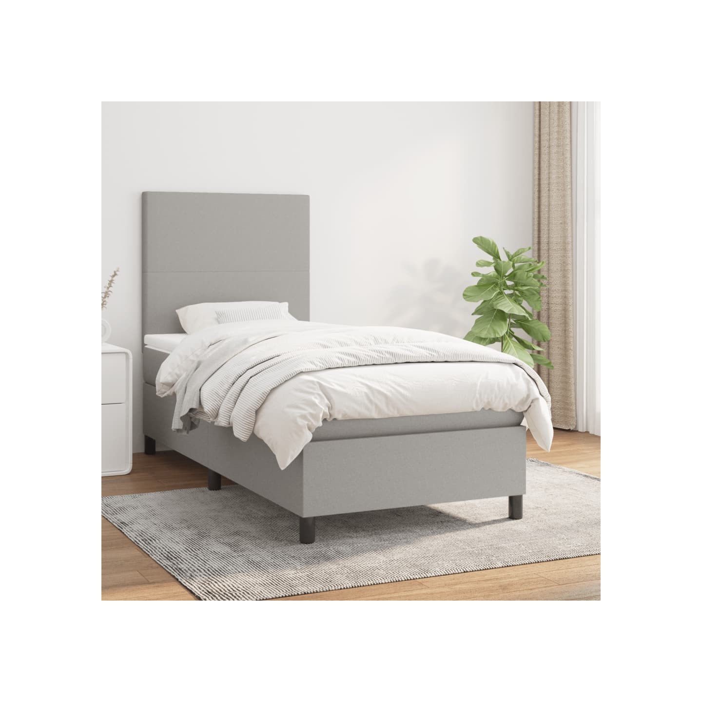 Sommier à lattes de lit et matelas Gris clair 90x190 cm Tissu
