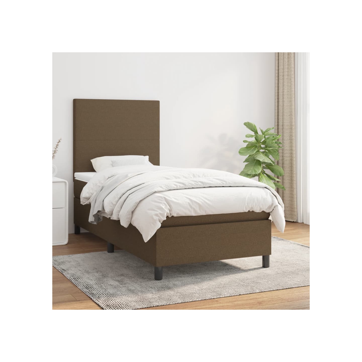 Sommier à lattes de lit avec matelas Marron foncé 90x190 cm