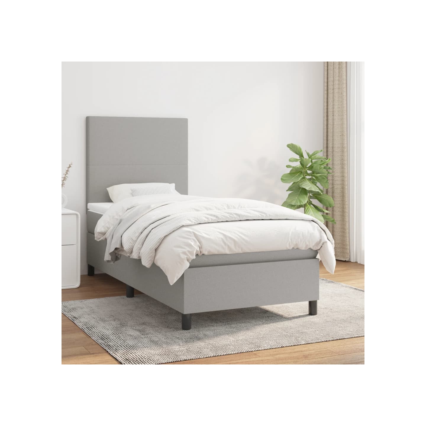 Sommier à lattes de lit avec matelas Gris clair 90x200 cm Tissu