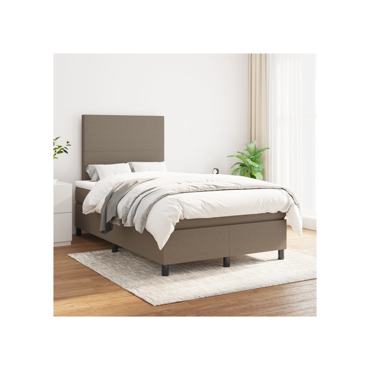 Sommier à lattes de lit avec matelas Taupe 120x200 cm Tissu