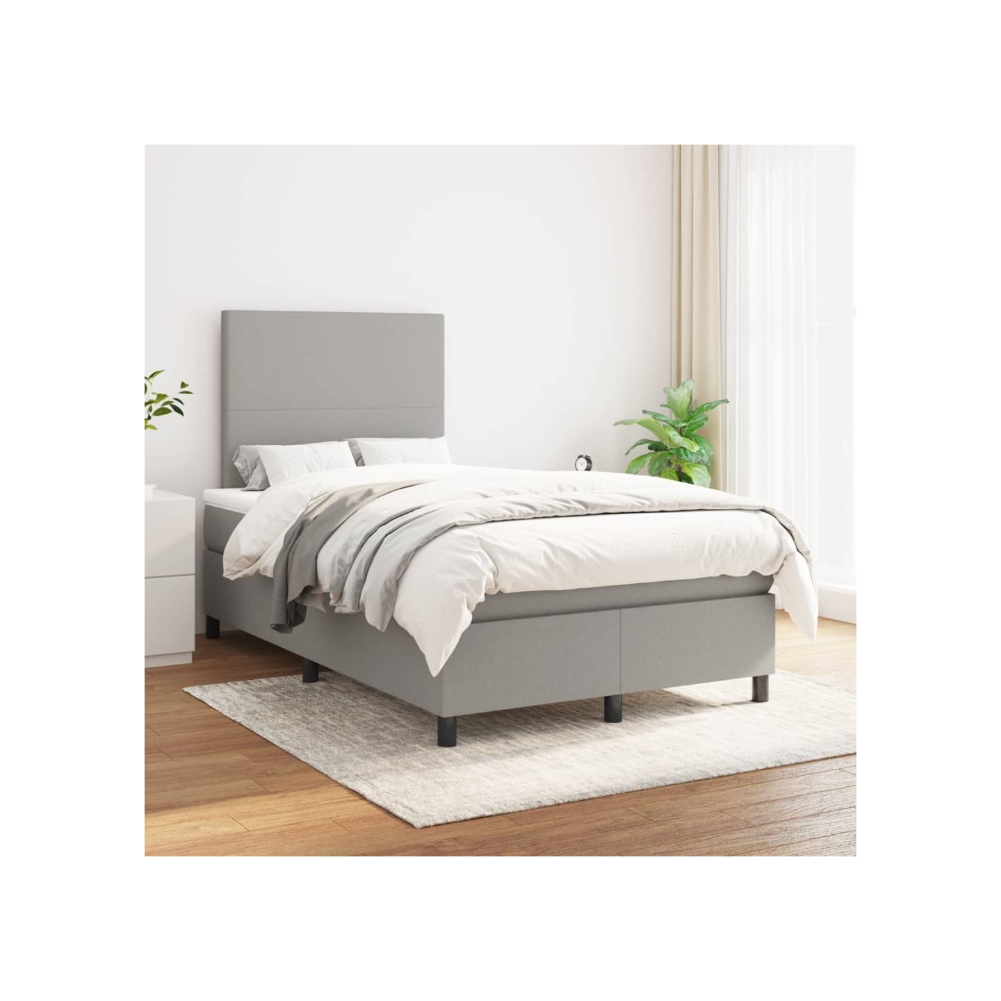 Sommier à lattes de lit avec matelas Gris clair 120x200cm Tissu