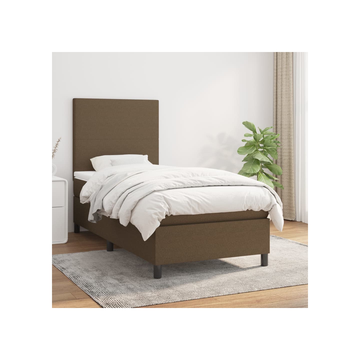 Sommier à lattes de lit avec matelas Marron foncé 90x200 cm