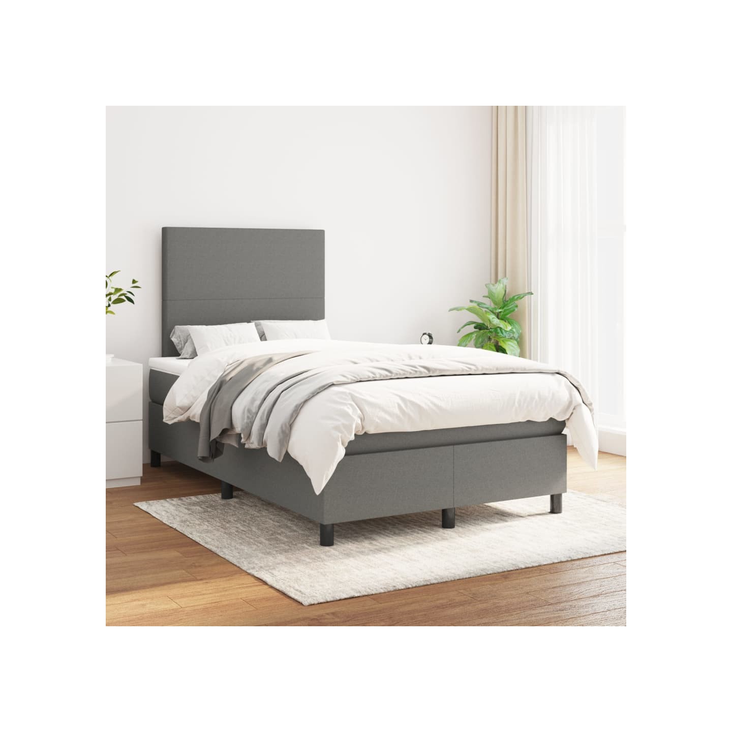 Sommier à lattes de lit avec matelas Gris foncé 120x200cm Tissu