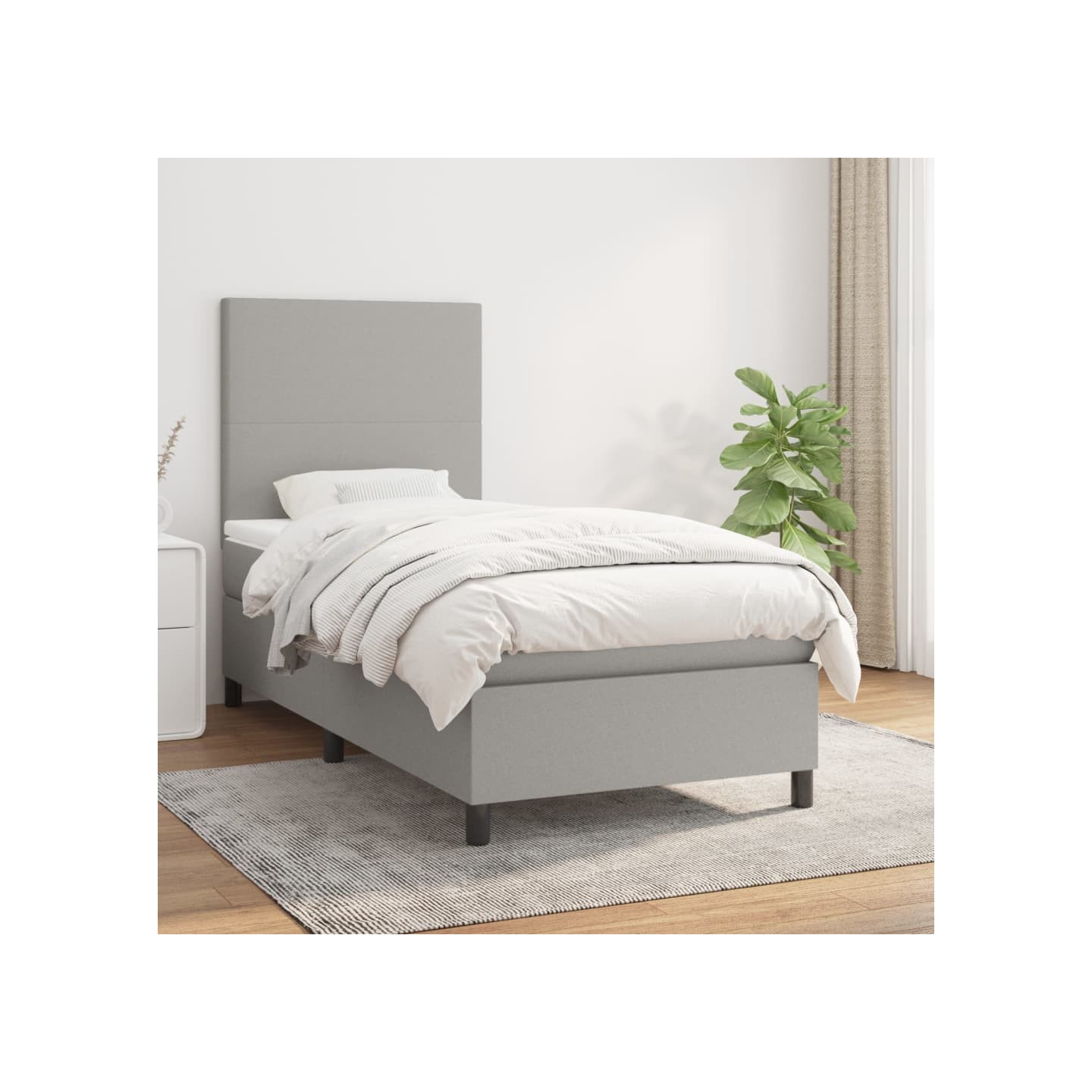 Sommier à lattes de lit avec matelas Gris clair 100x200cm Tissu