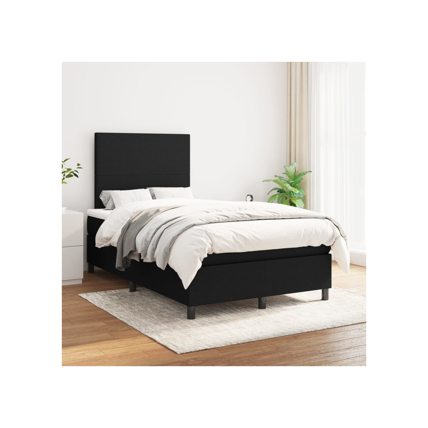 Sommier à lattes de lit avec matelas Noir 120x200 cm Tissu