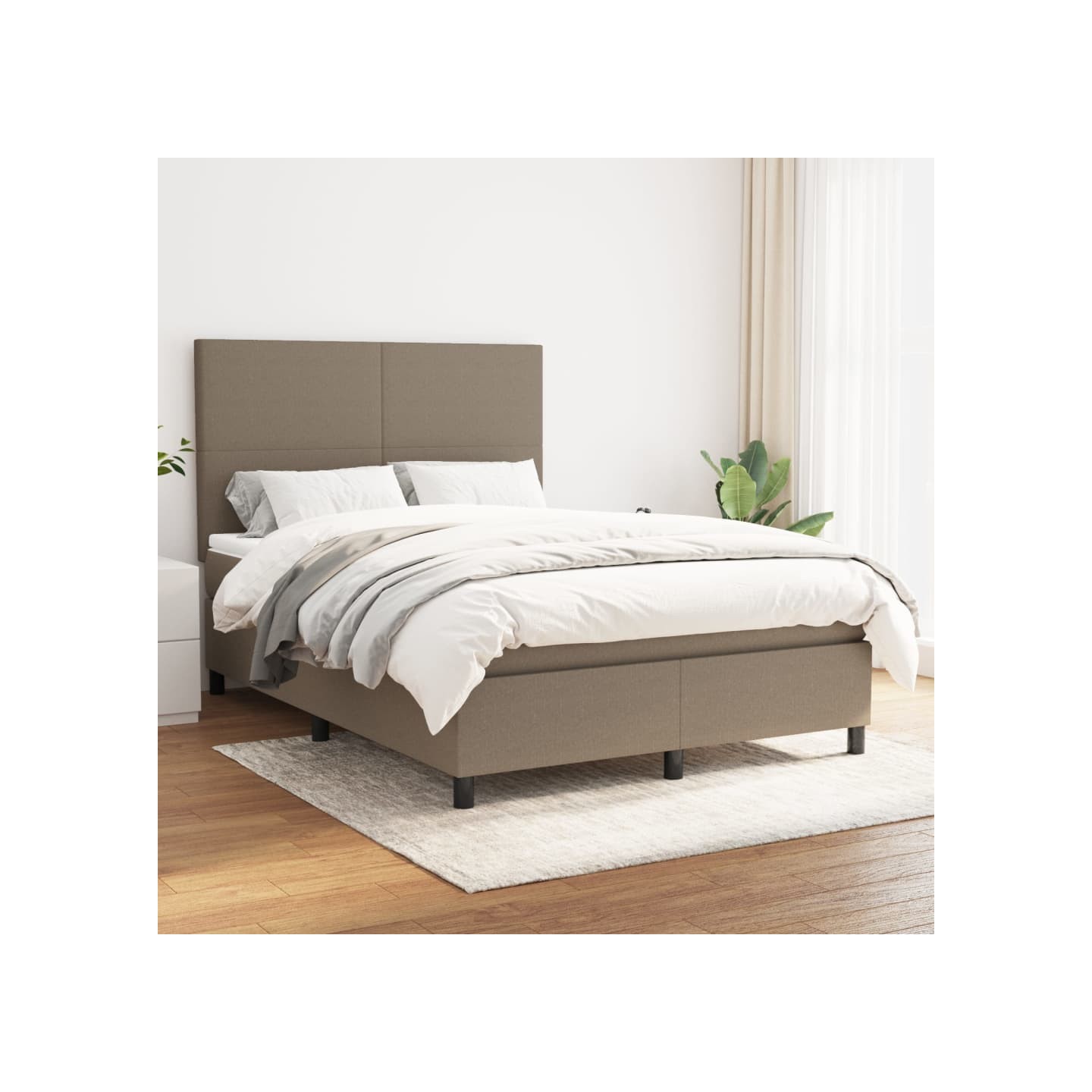 Sommier à lattes de lit avec matelas Taupe 140x200 cm Tissu