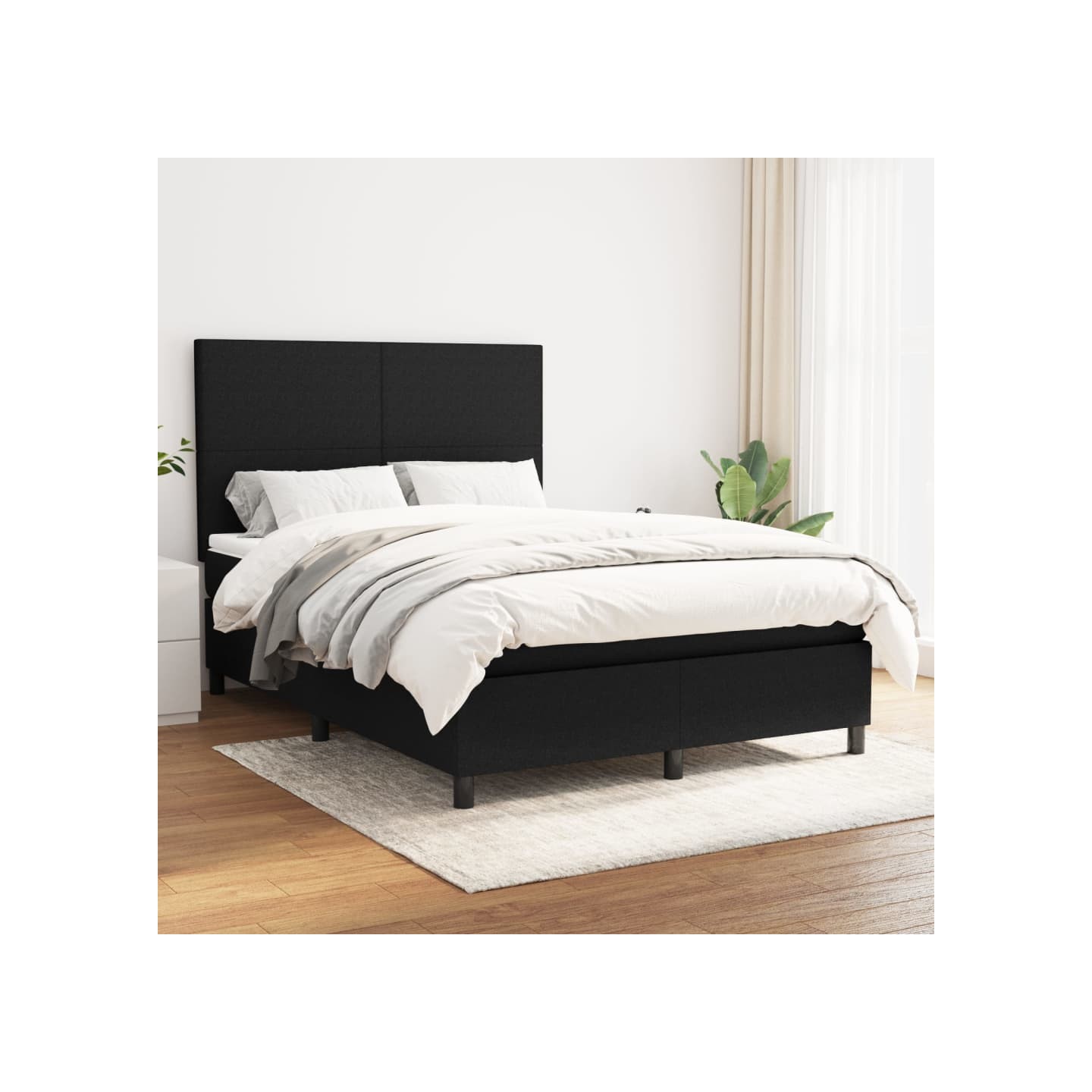Sommier à lattes de lit avec matelas Noir 140x200 cm Tissu