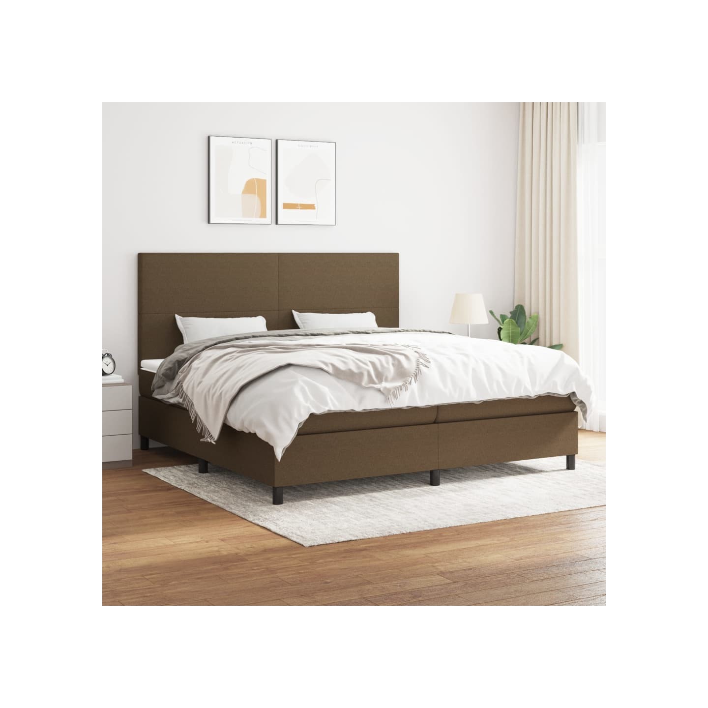 Sommier à lattes de lit avec matelas Marron foncé 200x200 cm