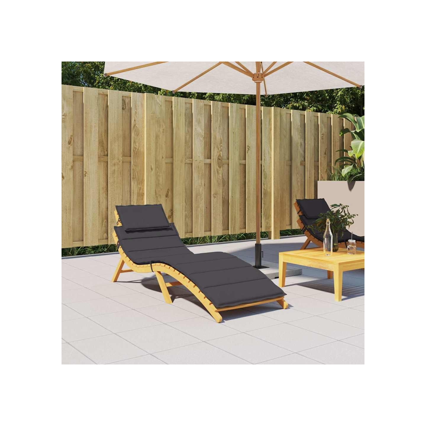 Coussin de chaise longue noir 186x58x4 cm tissu oxford