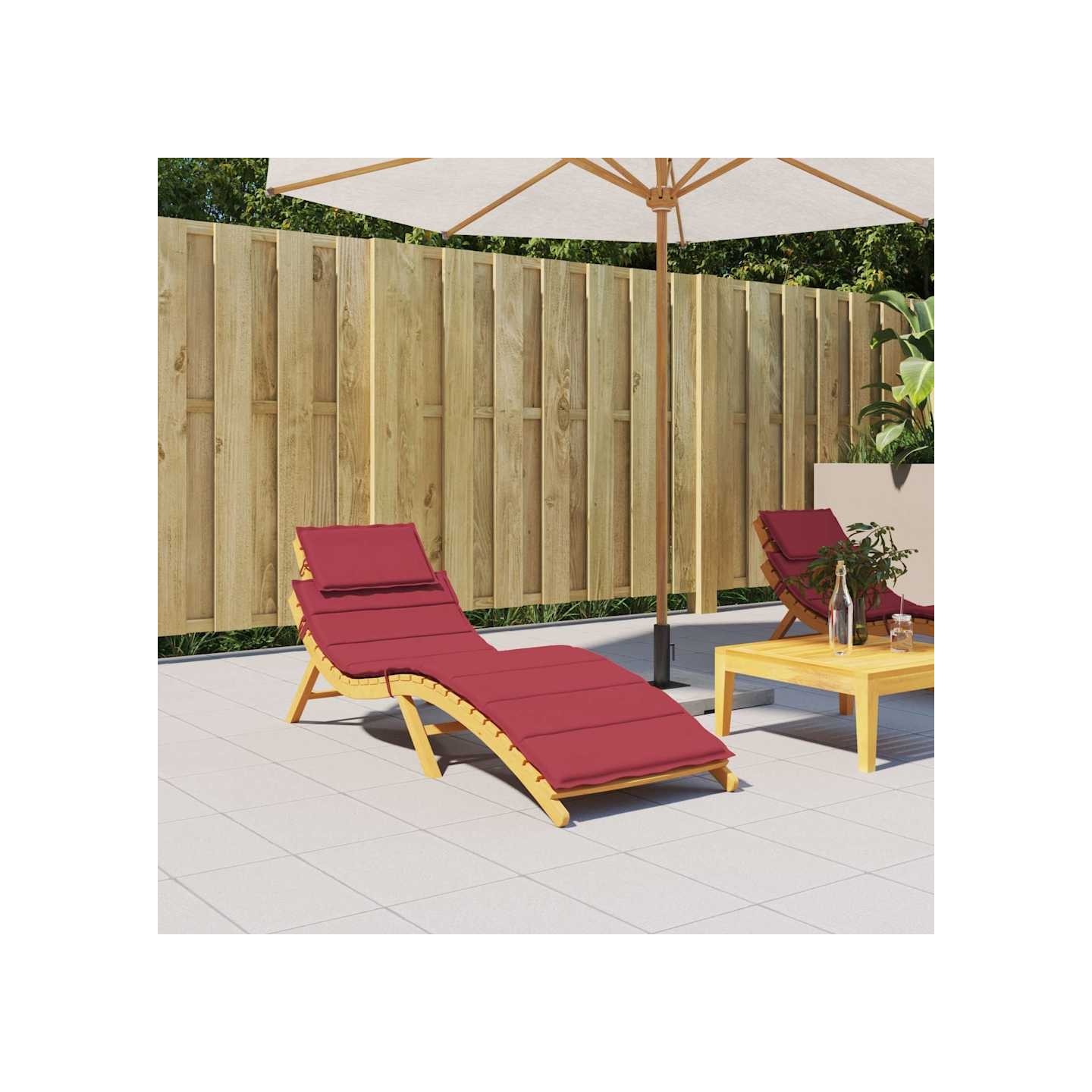 Coussin de chaise longue rouge bordeaux 186x58x4cm tissu oxford