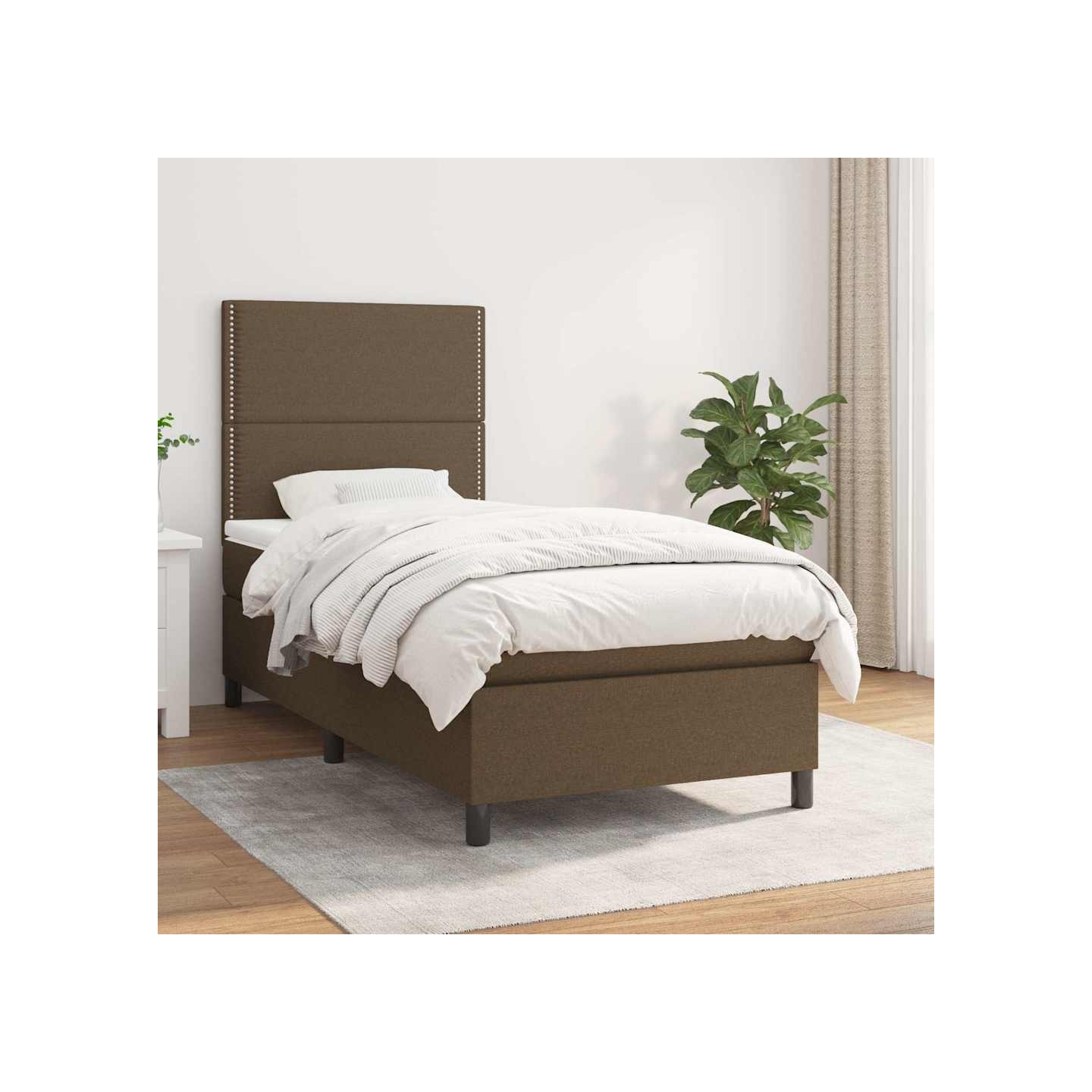 Sommier à lattes de lit avec matelas Marron foncé 90x190 cm