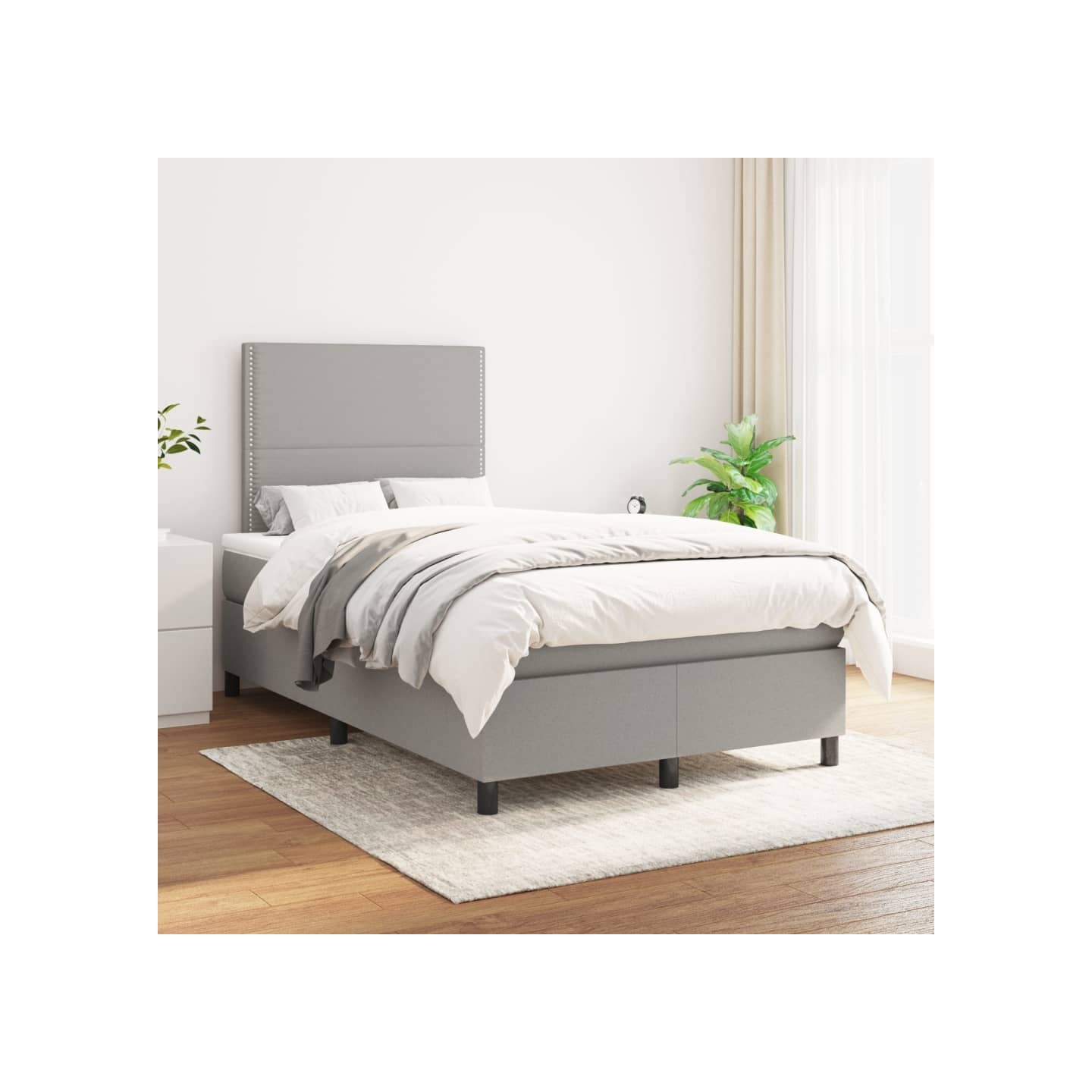 Sommier à lattes de lit avec matelas Gris clair 120x200cm Tissu