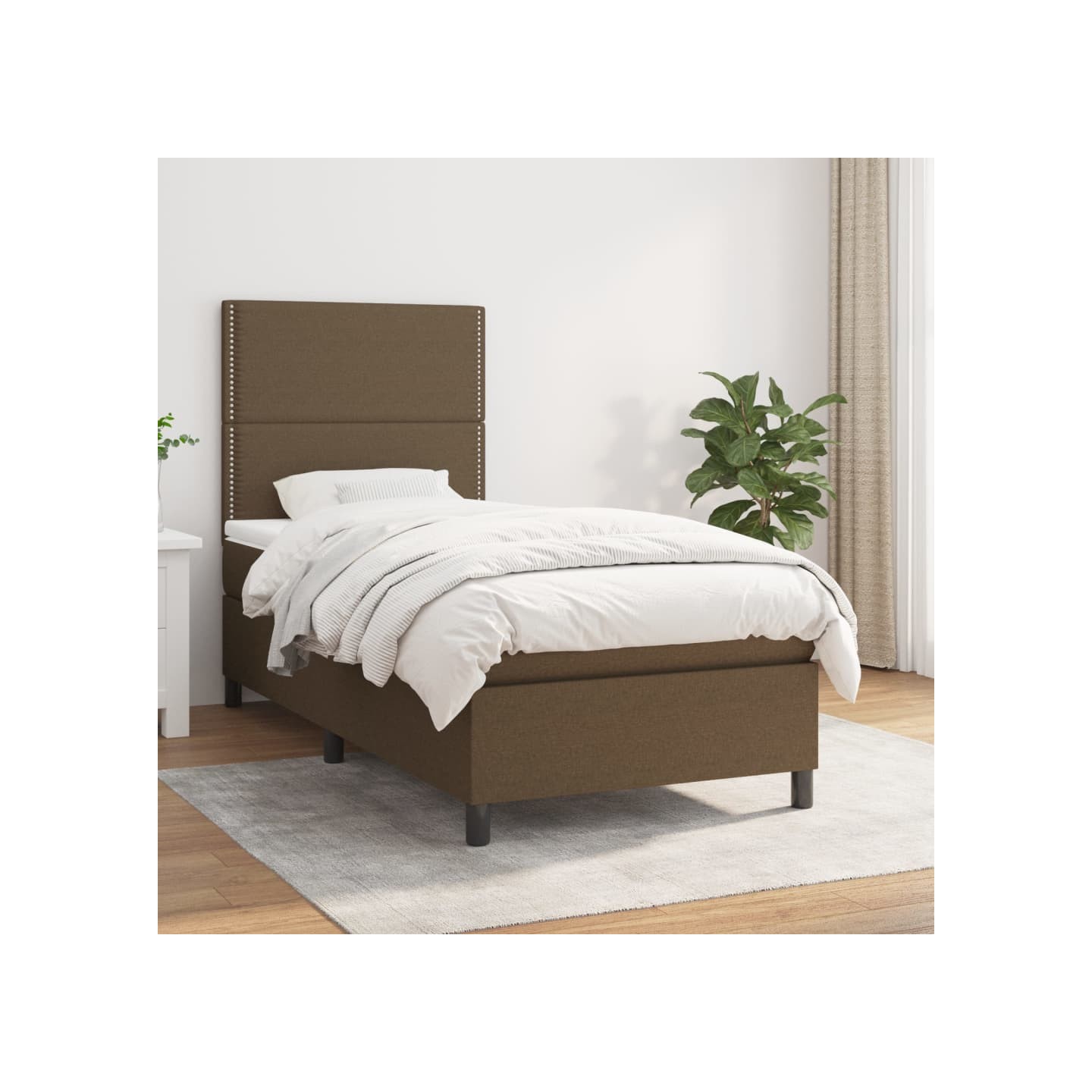 Sommier à lattes de lit avec matelas Marron foncé 90x200 cm