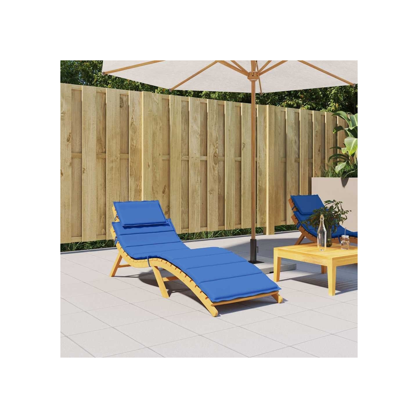 Coussin de chaise longue bleu royal 186x58x4 cm tissu oxford