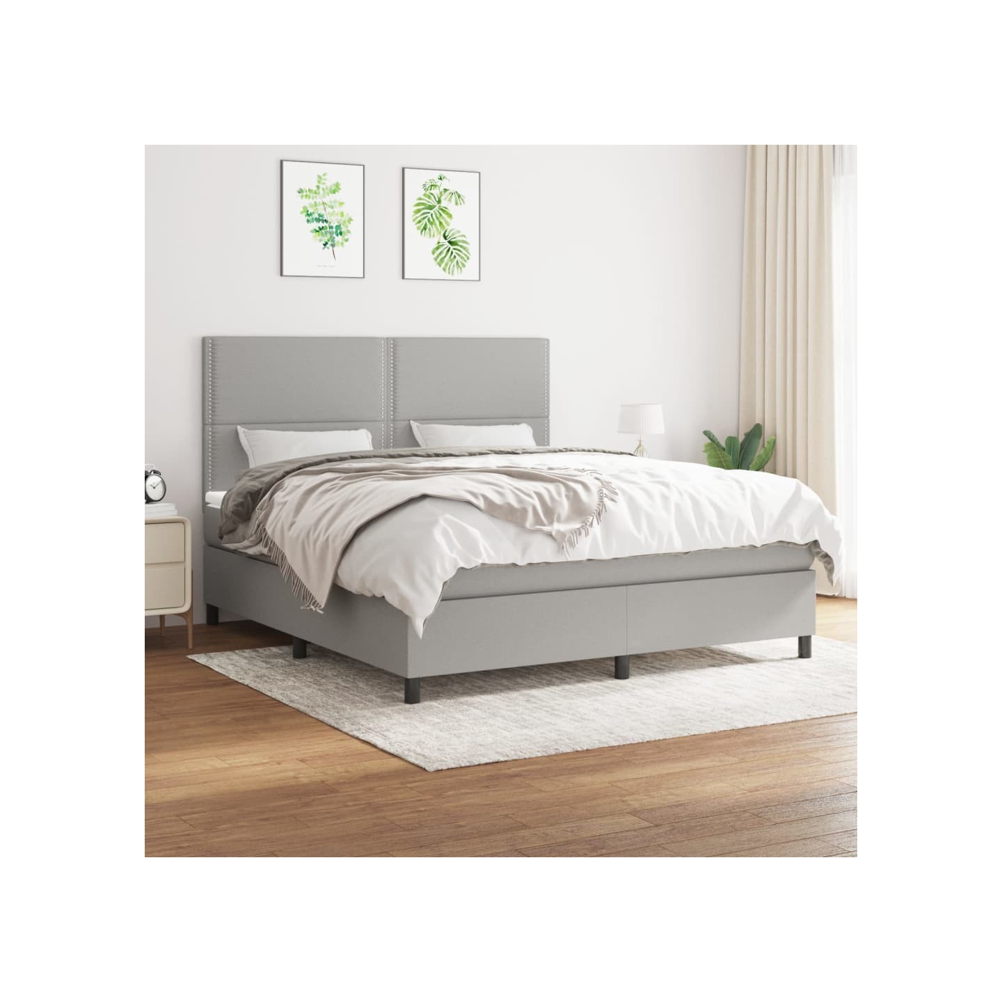 Sommier à lattes de lit avec matelas Gris clair 180x200cm Tissu