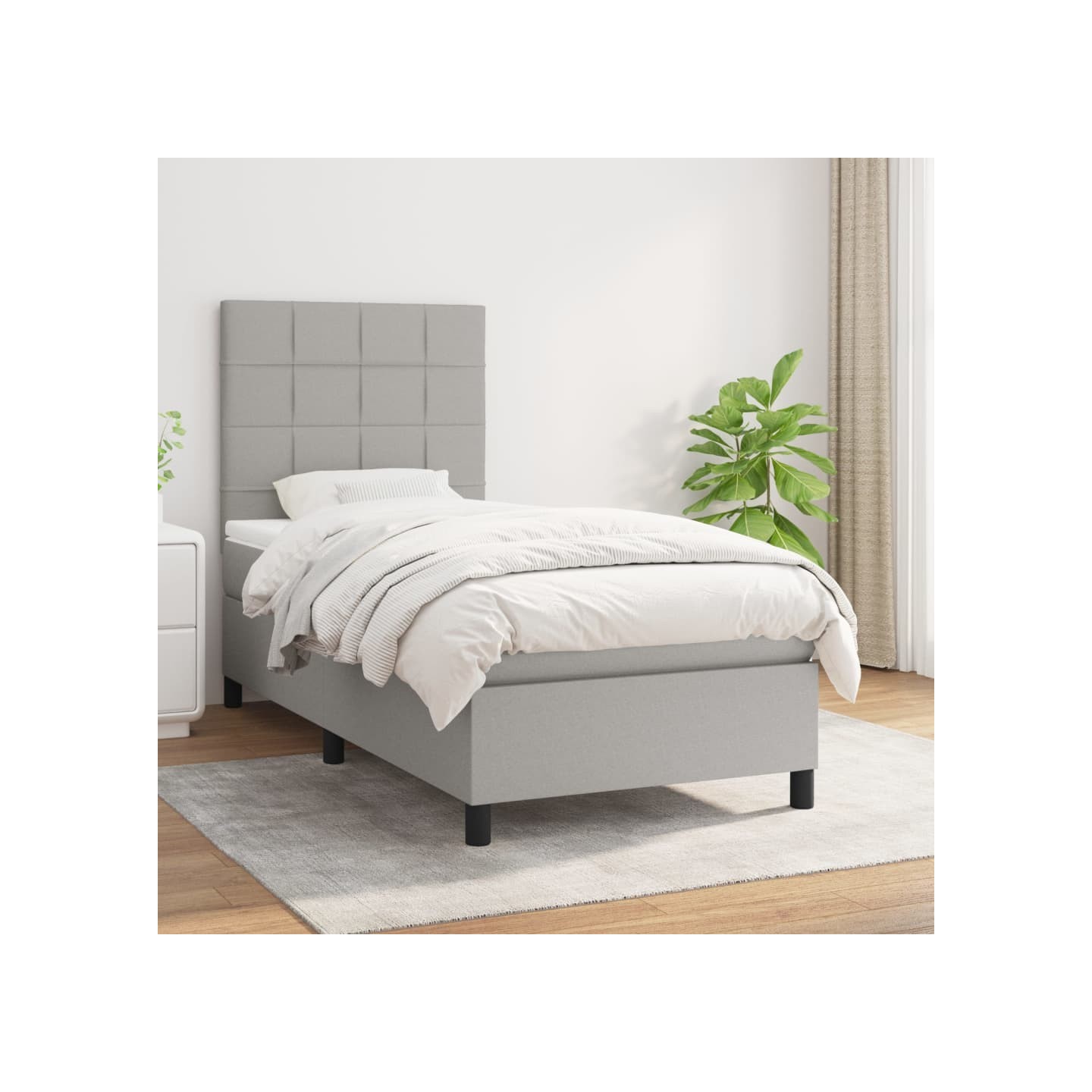 Sommier à lattes de lit avec matelas Gris clair 80x200 cm Tissu