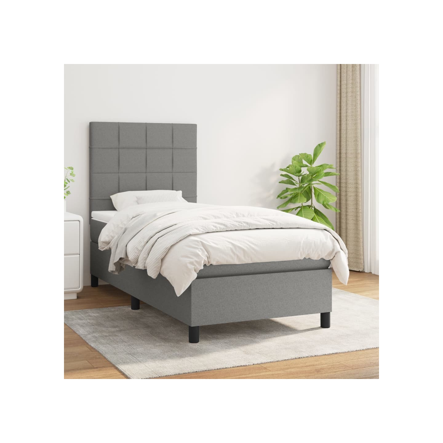 Sommier à lattes de lit avec matelas Gris foncé 80x200 cm Tissu