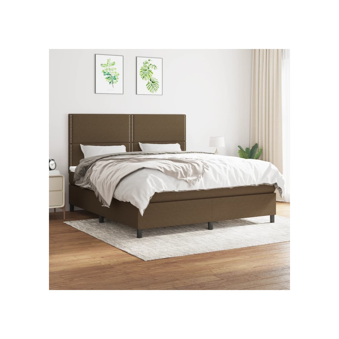 Sommier à lattes de lit avec matelas Marron foncé 180x200 cm