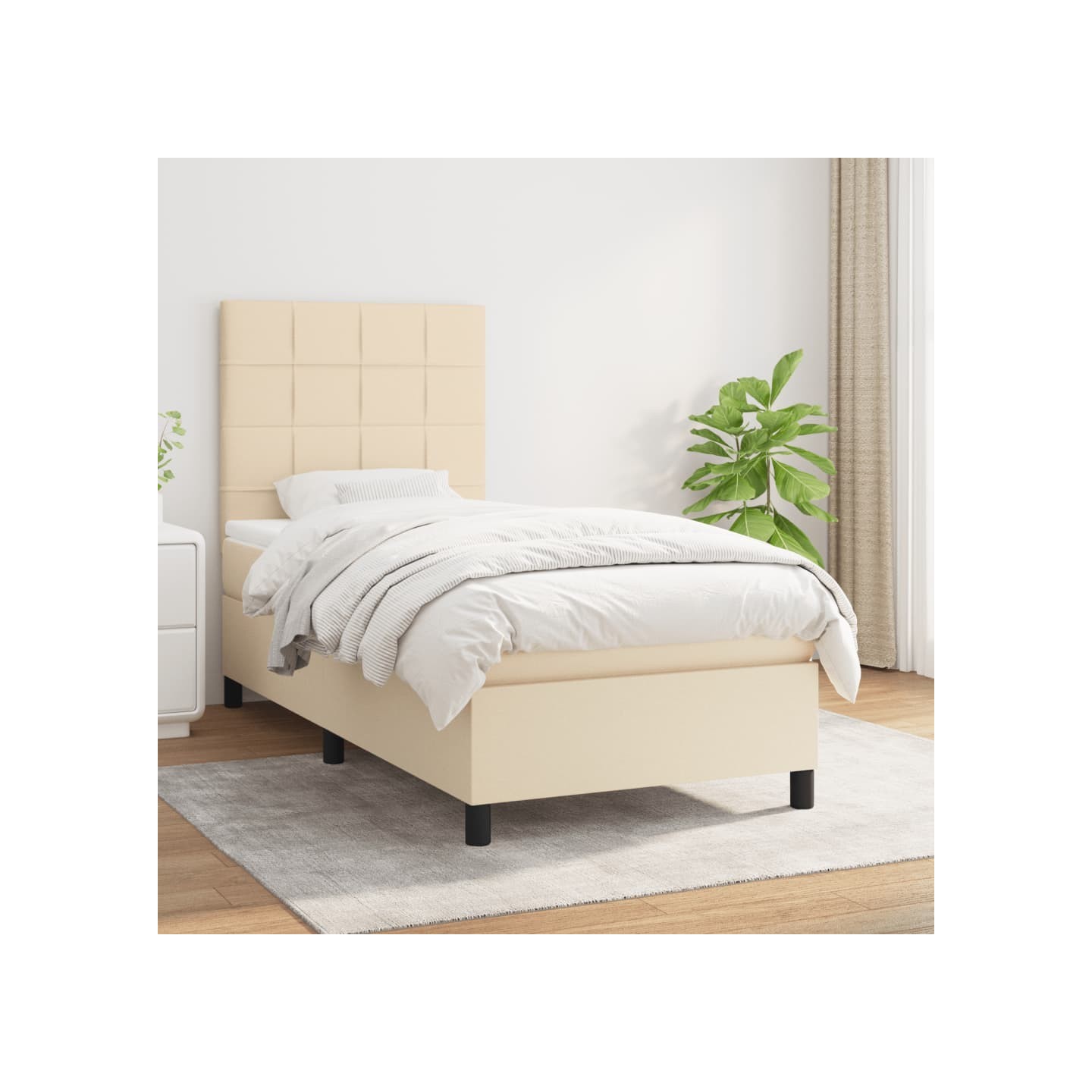 Sommier à lattes de lit avec matelas Crème 80x200 cm Tissu