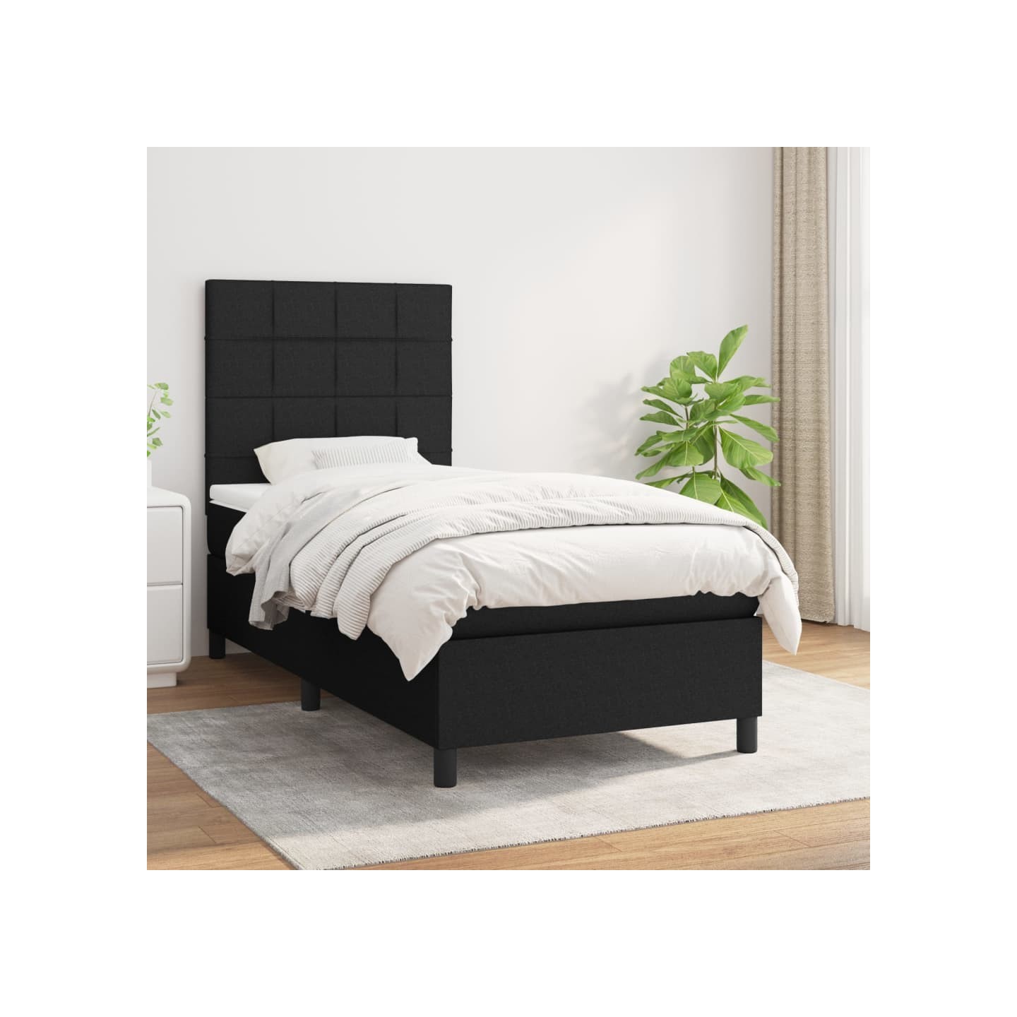 Sommier à lattes de lit et matelas Noir 80x200 cm Tissu