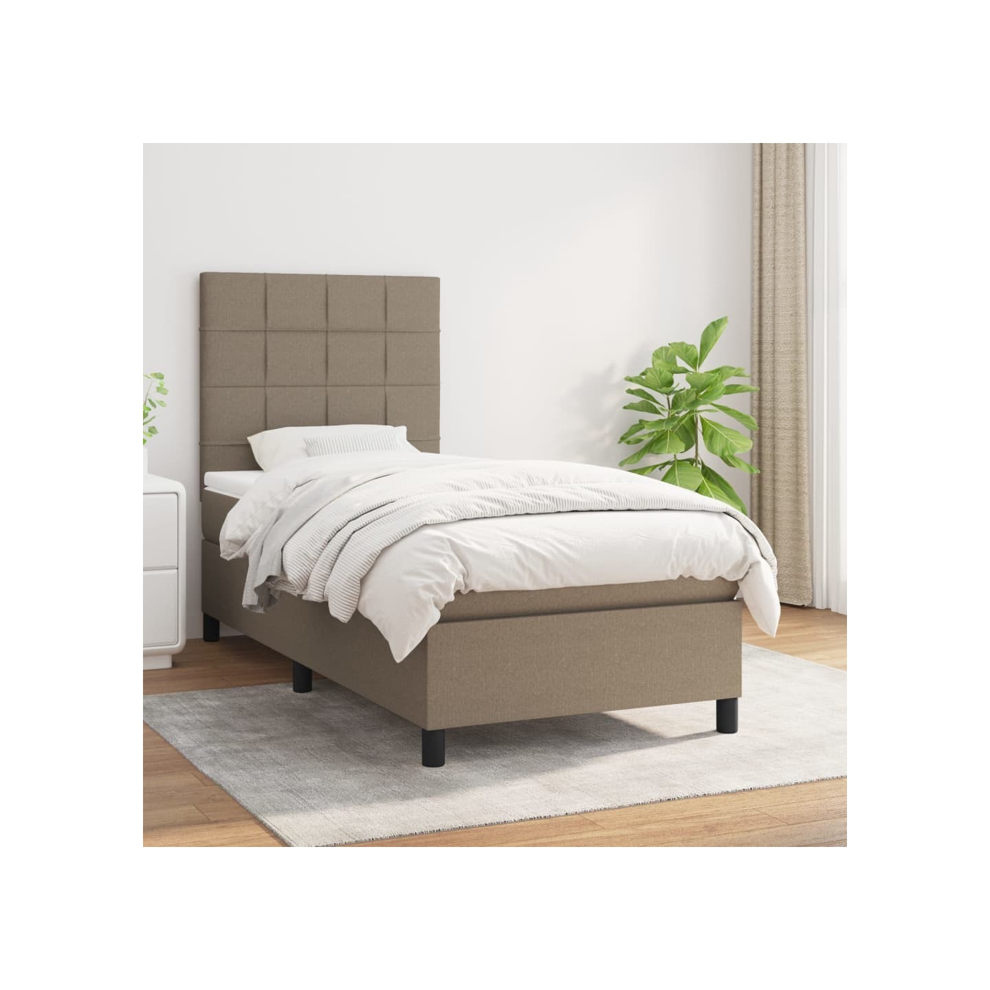 Sommier à lattes de lit avec matelas Taupe 100x200 cm Tissu