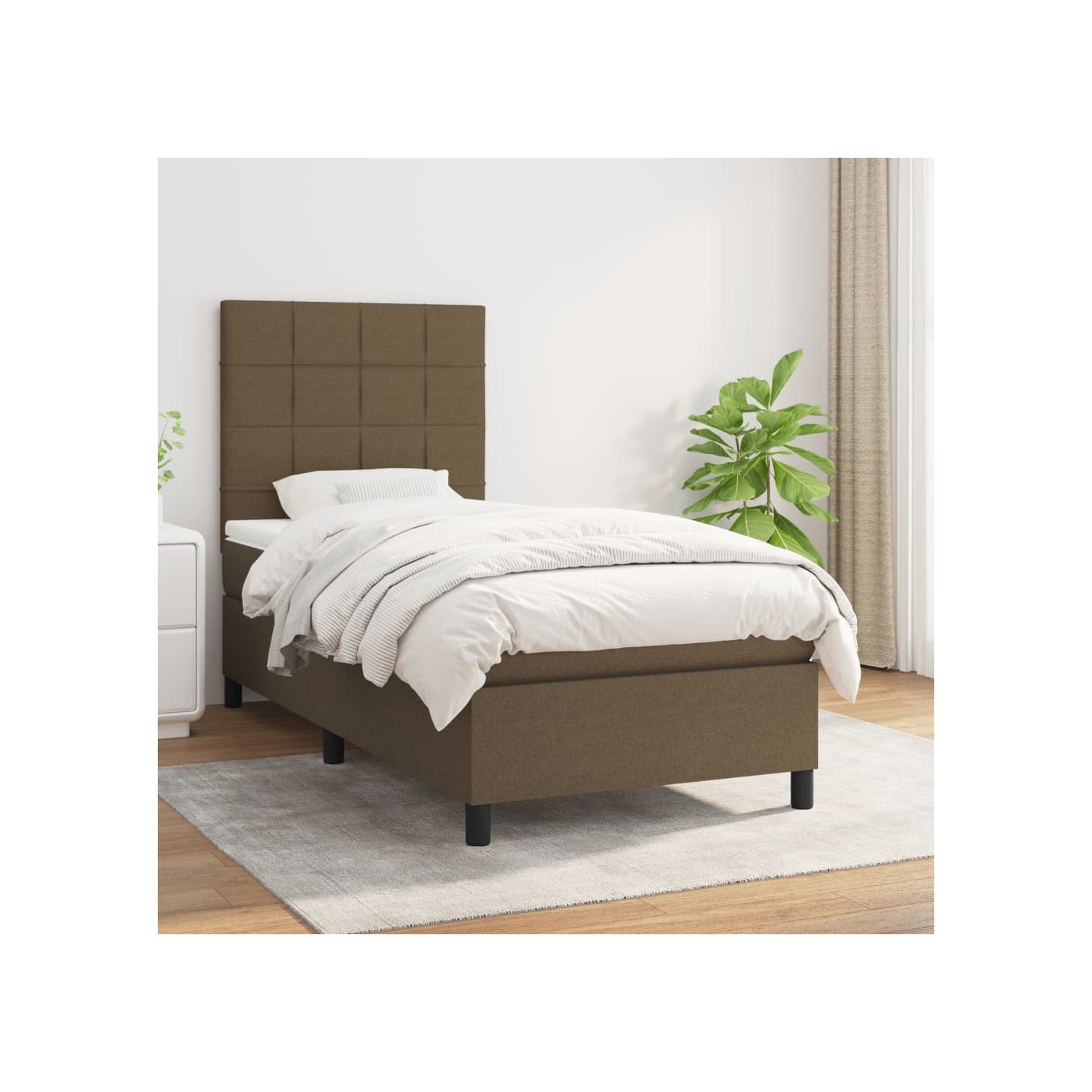 Sommier à lattes de lit avec matelas Marron foncé 90x200 cm