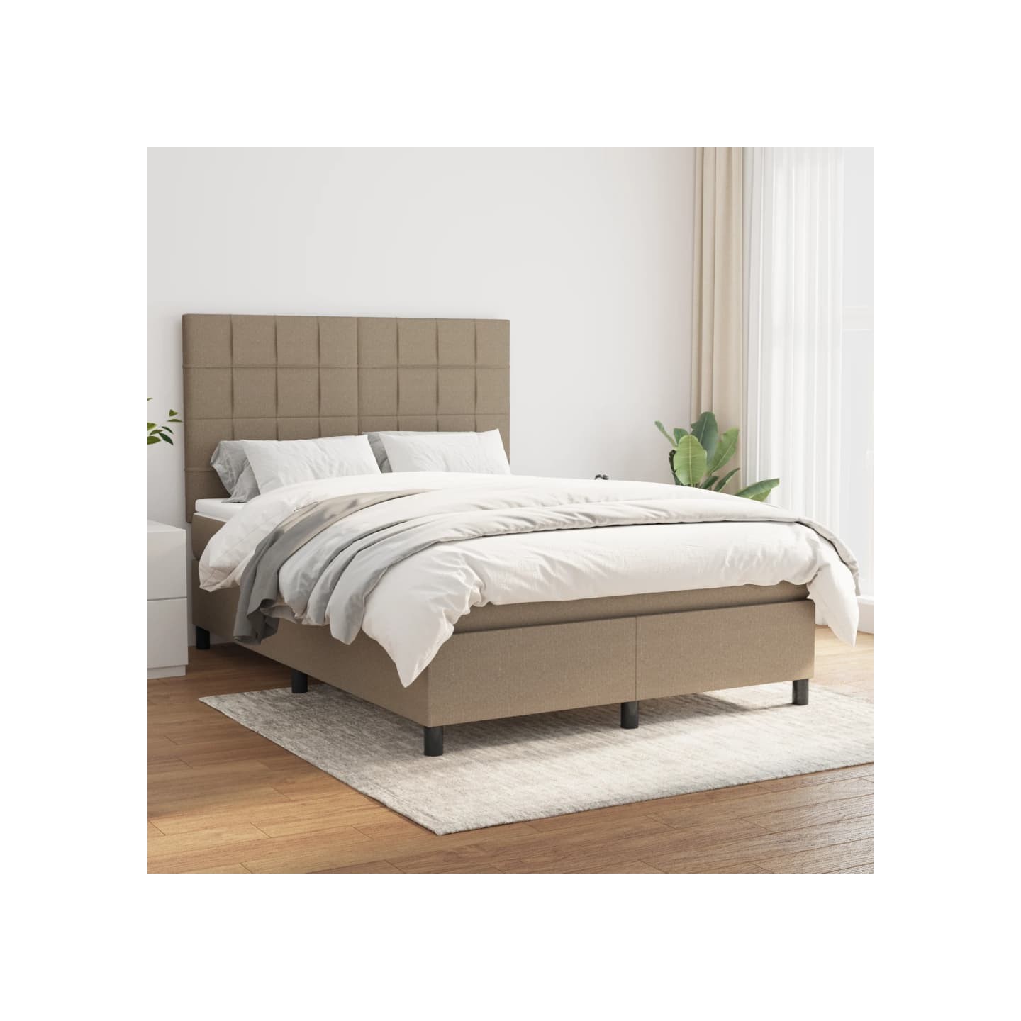 Sommier à lattes de lit avec matelas Taupe 140x190 cm Tissu