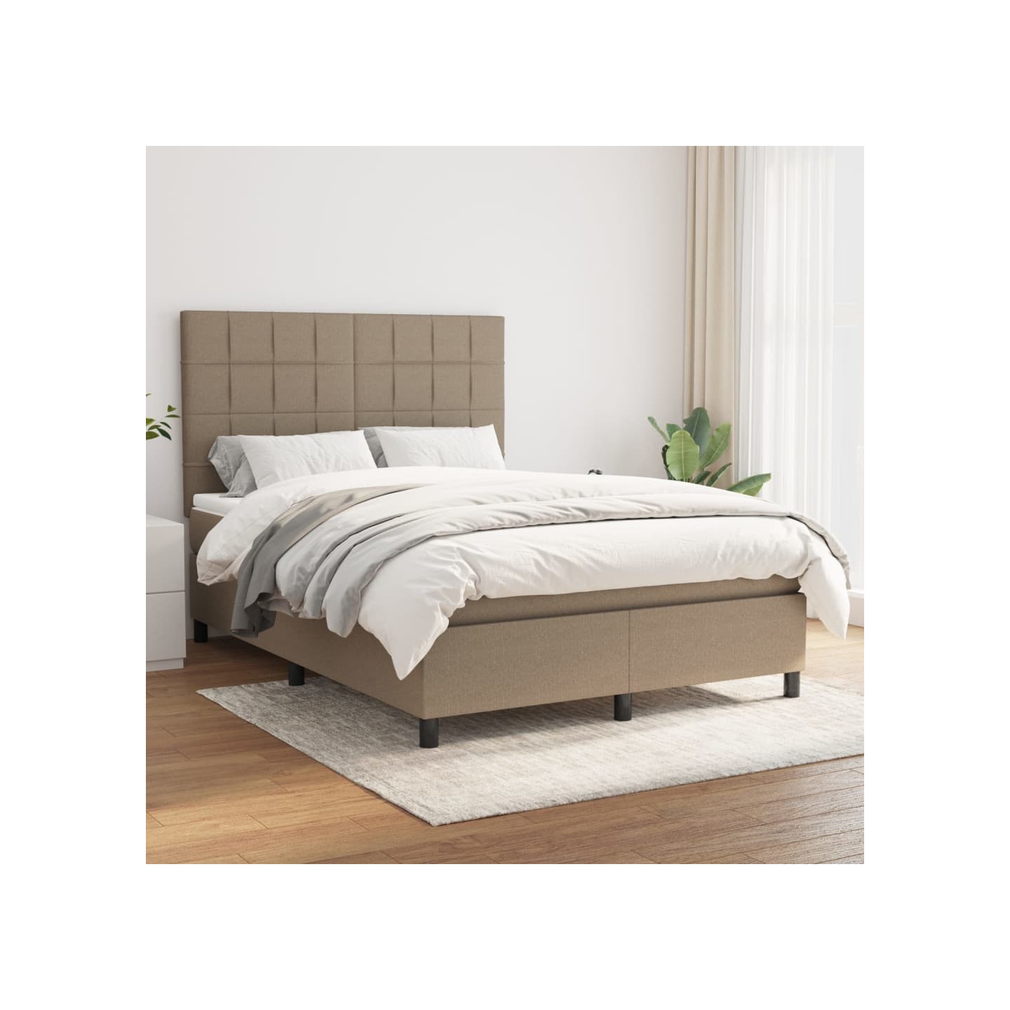 Sommier à lattes de lit avec matelas Taupe 140x200 cm Tissu