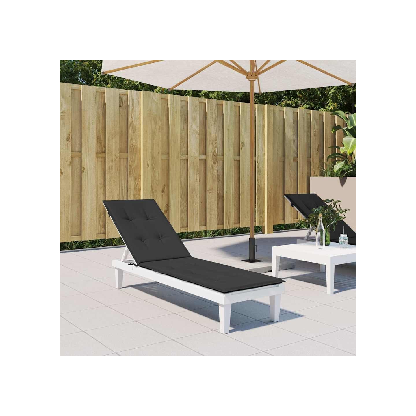 Coussin de chaise de terrasse noir (75+105)x50x4 cm
