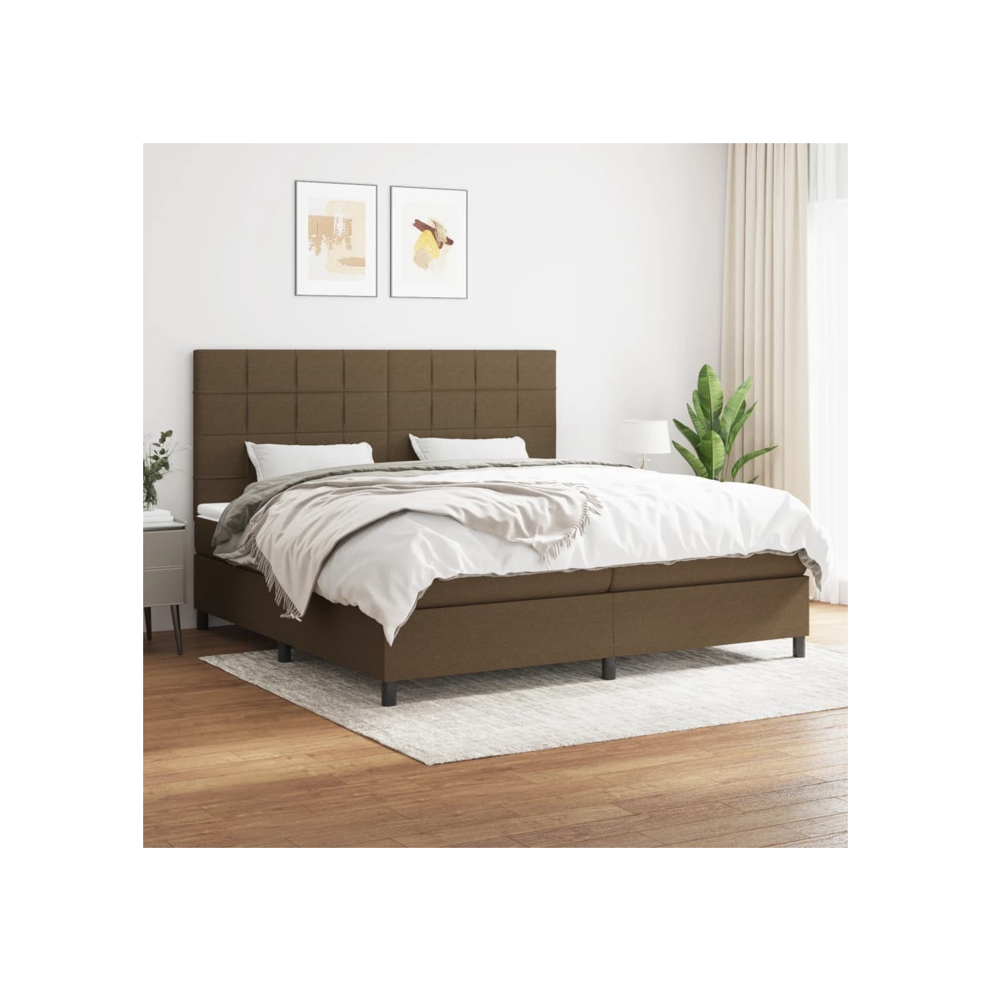 Sommier à lattes de lit avec matelas Marron foncé 200x200 cm