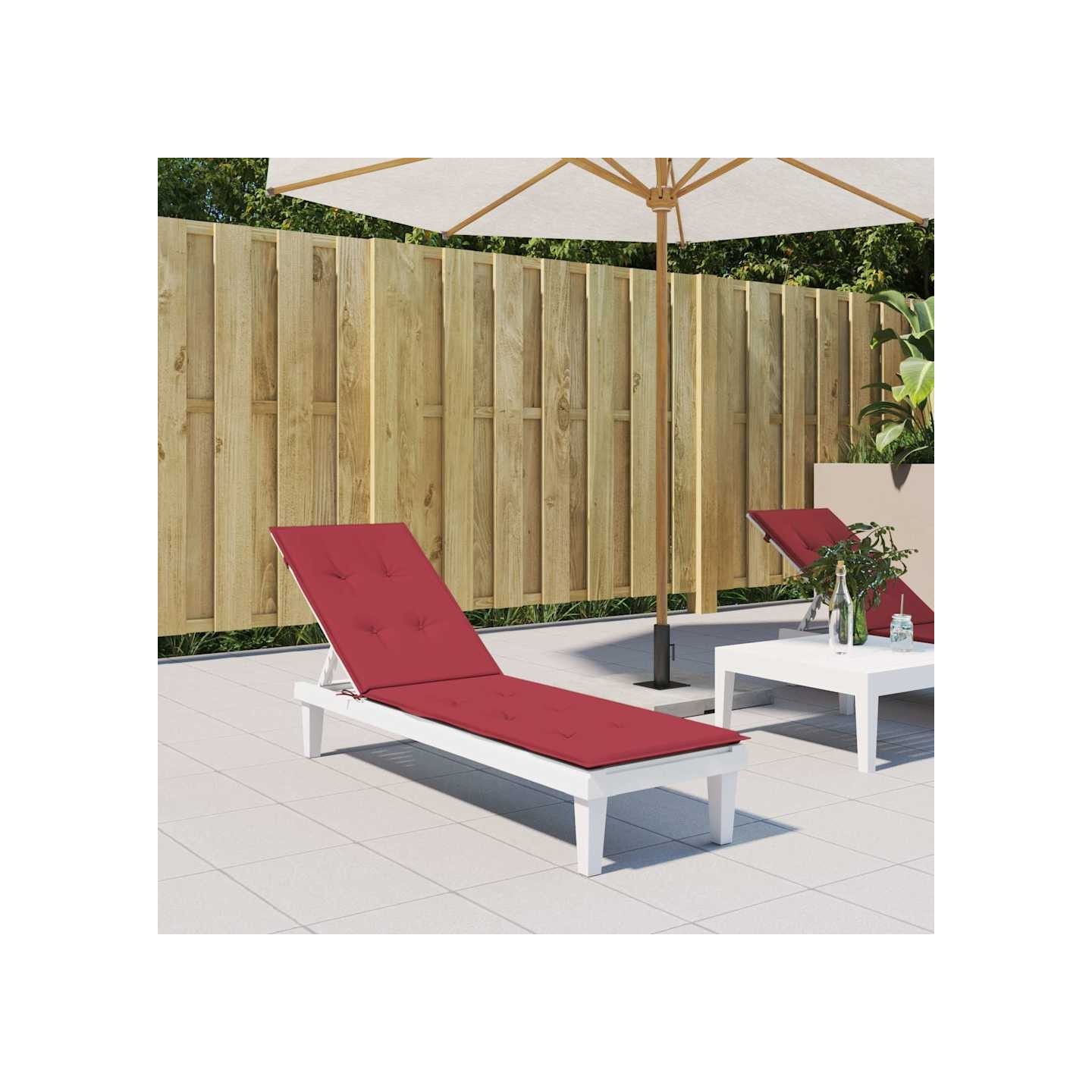 Coussin de chaise de terrasse rouge bordeaux (75+105)x50x4 cm