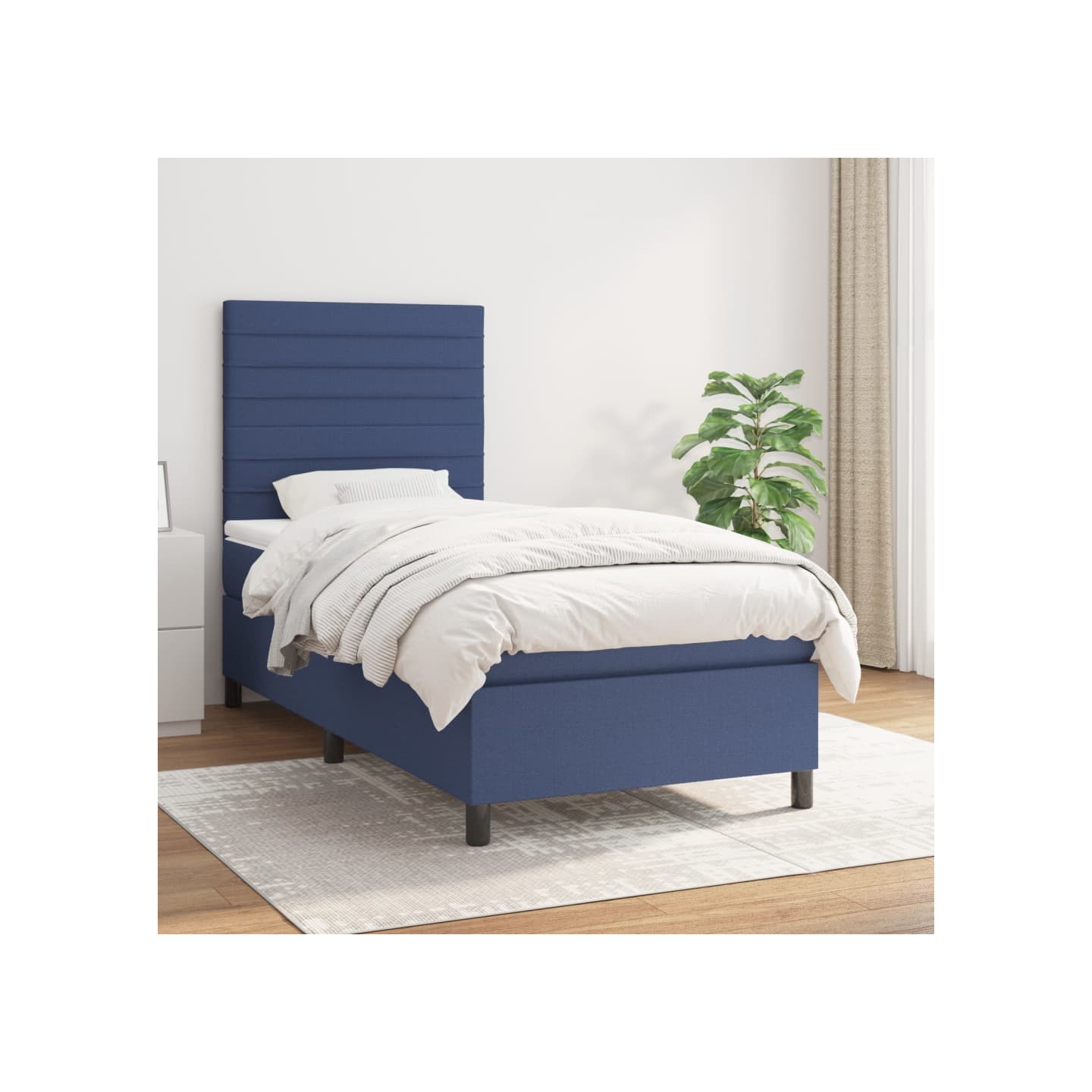 Sommier à lattes de lit avec matelas Bleu 80x200 cm Tissu