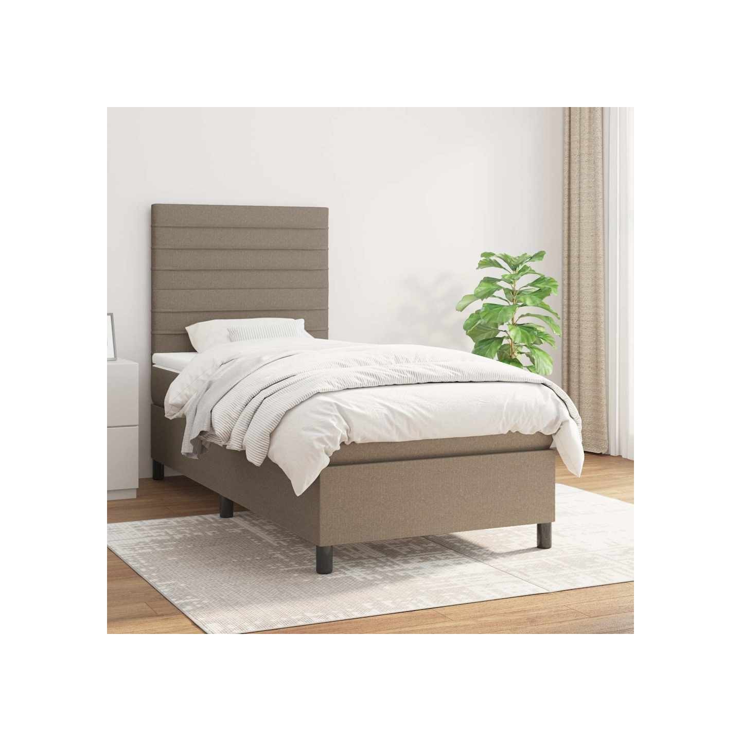Sommier à lattes de lit avec matelas Taupe 90x190 cm Tissu