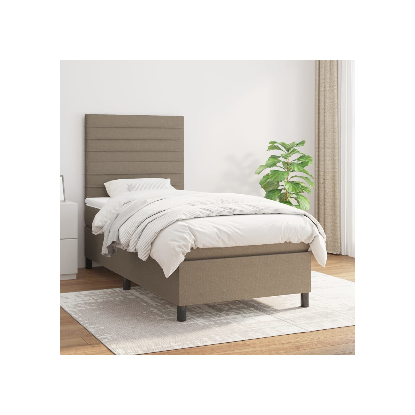 Sommier à lattes de lit avec matelas Taupe 90x200 cm Tissu