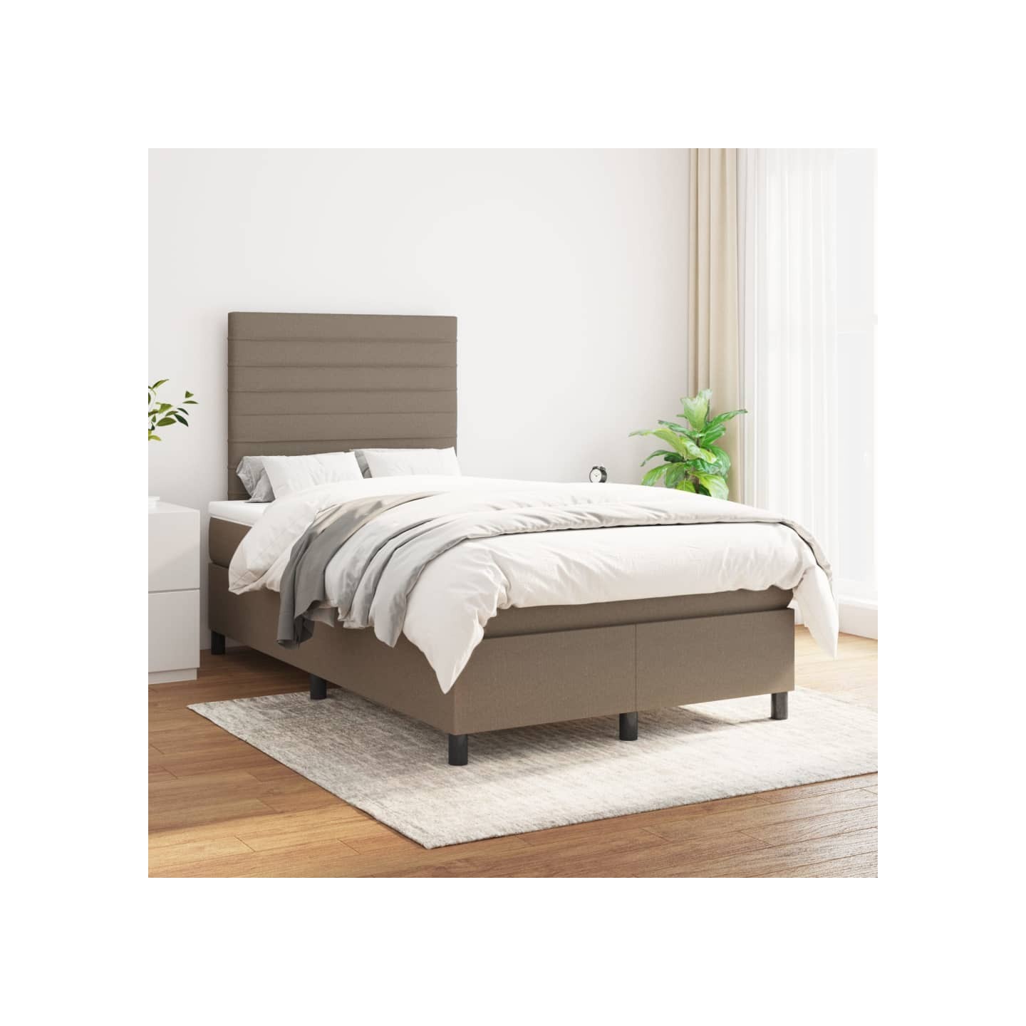 Sommier à lattes de lit avec matelas Taupe 120x200 cm Tissu