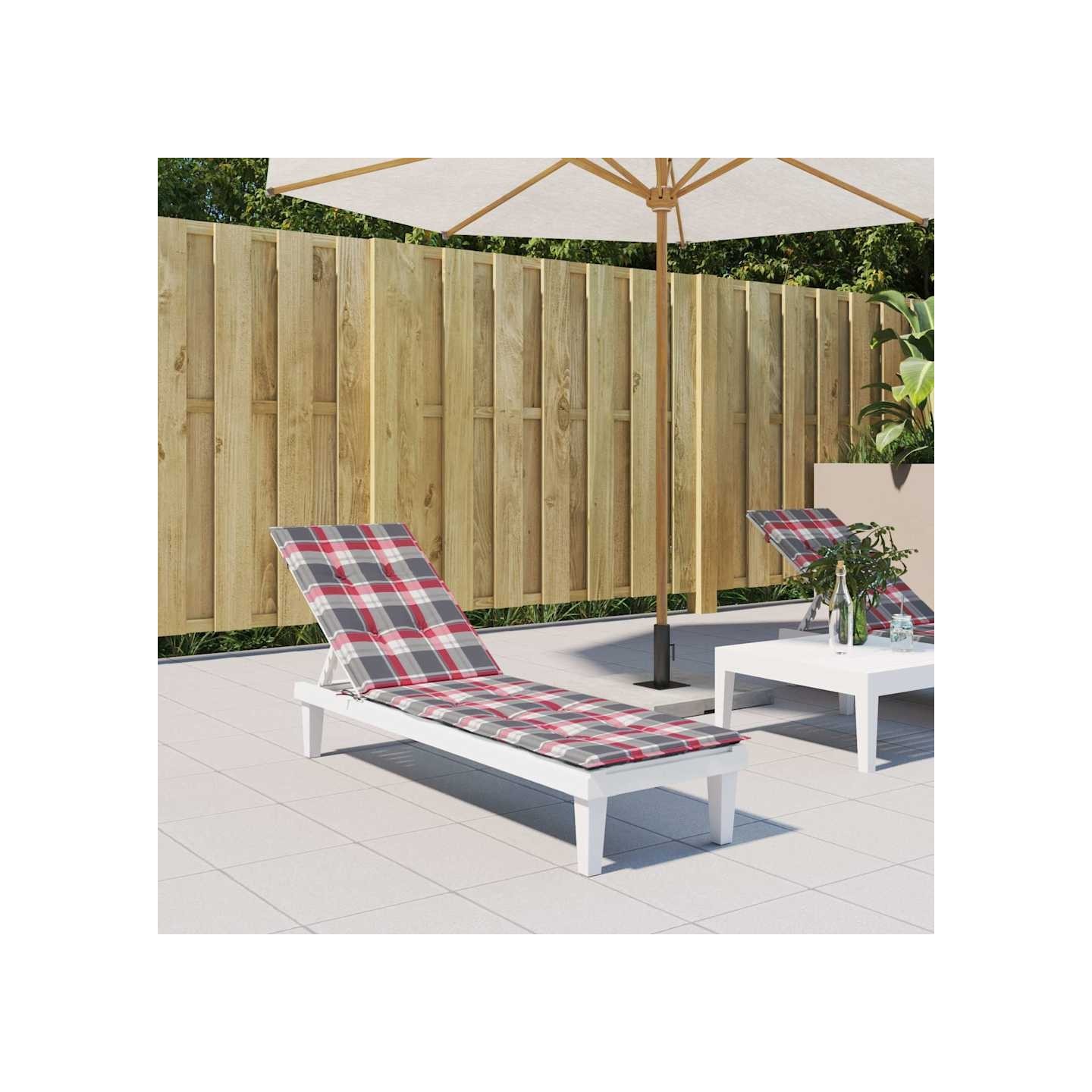 Coussin de chaise de terrasse carreaux rouge (75+105)x50x4 cm